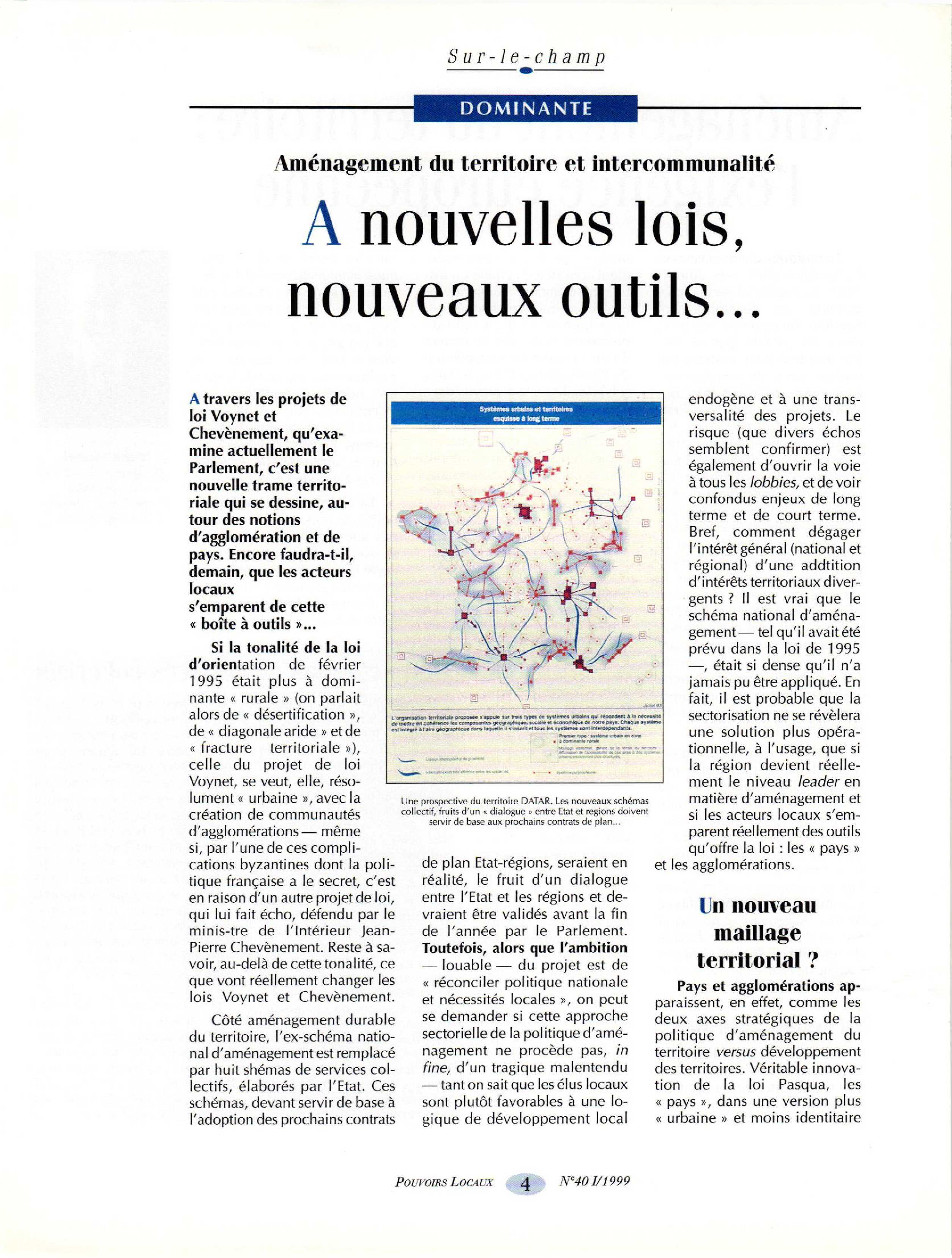 Article : Aménagement du territoire et intercommunalité - A nouvelles lois, nouveaux outils...