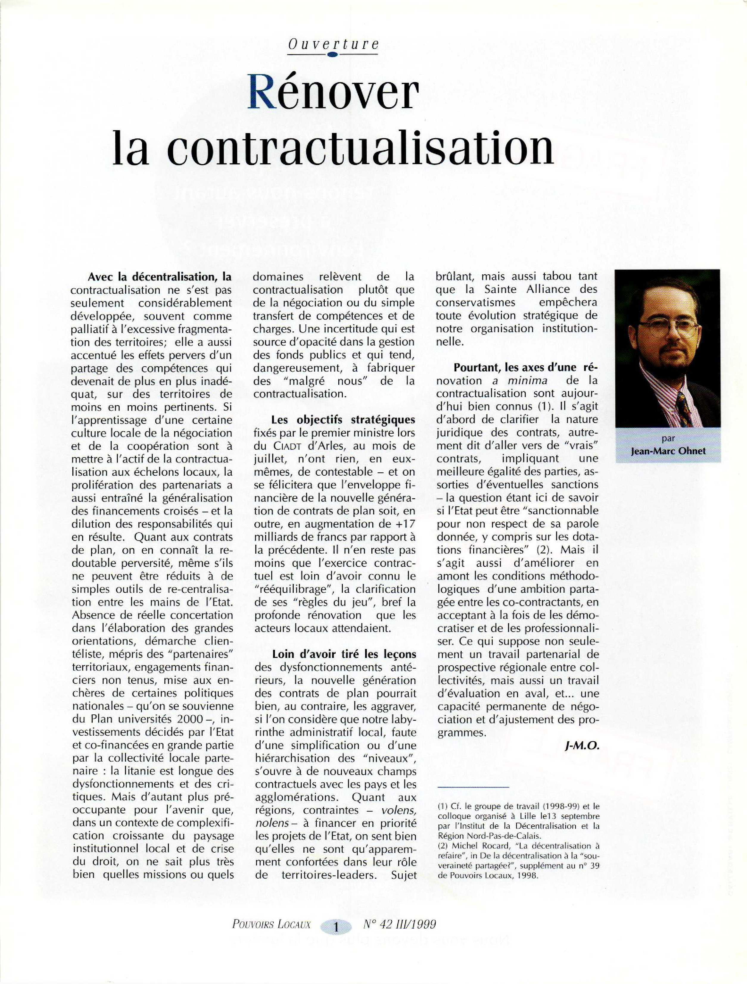 Article : Rénover la contractualisation