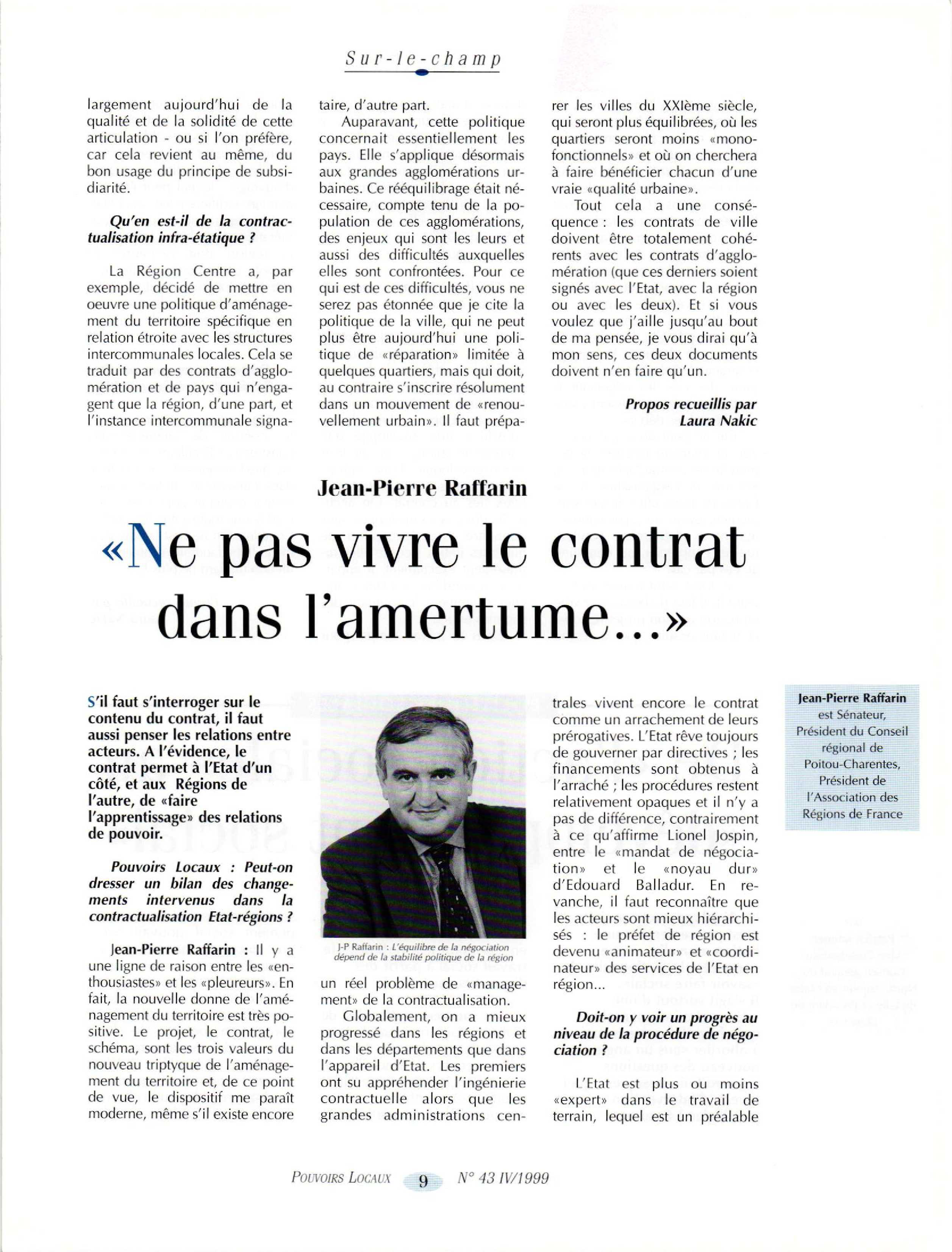 Article : Entretien avec Jean-Pierre Raffarin