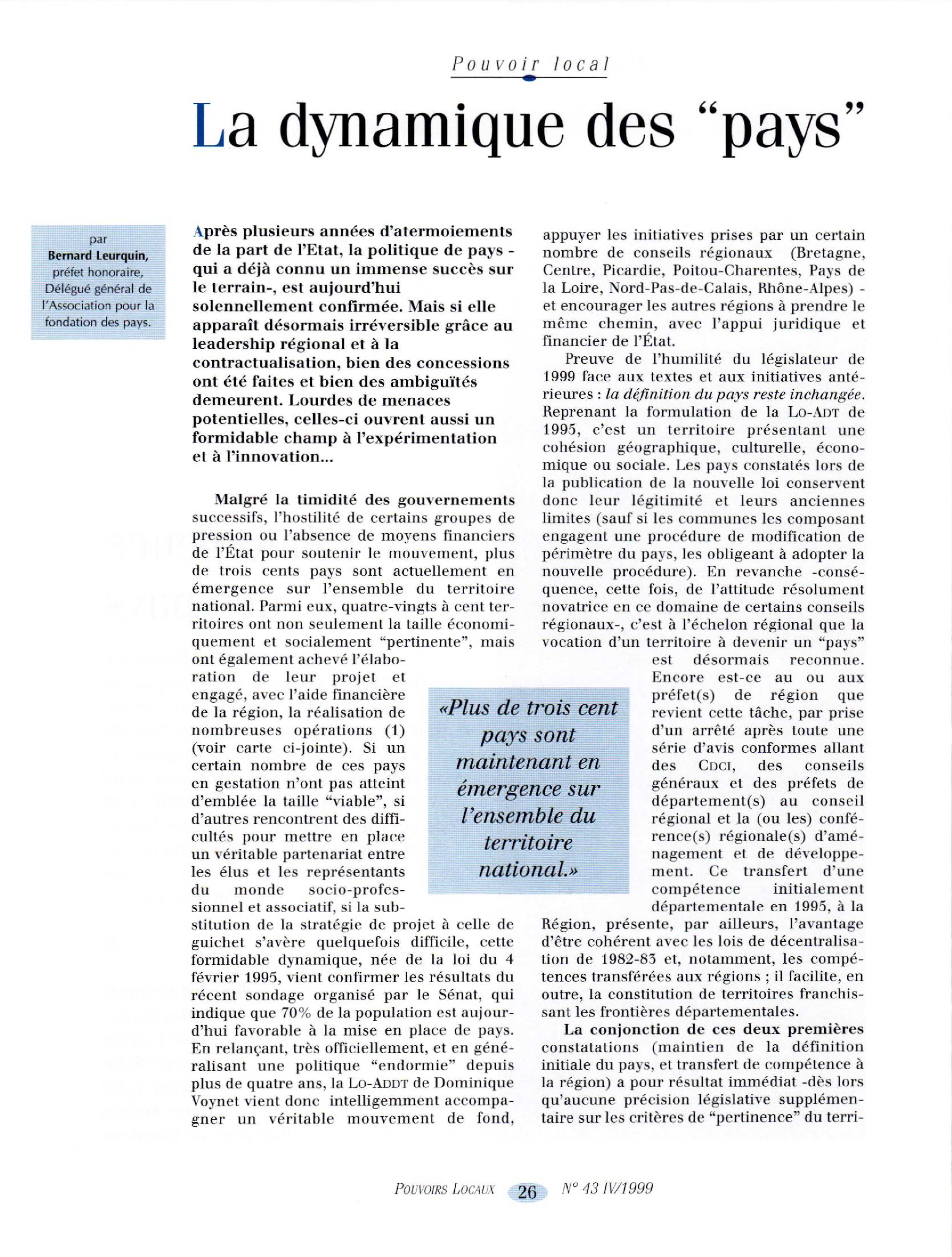 Article : La dynamique des « pays »