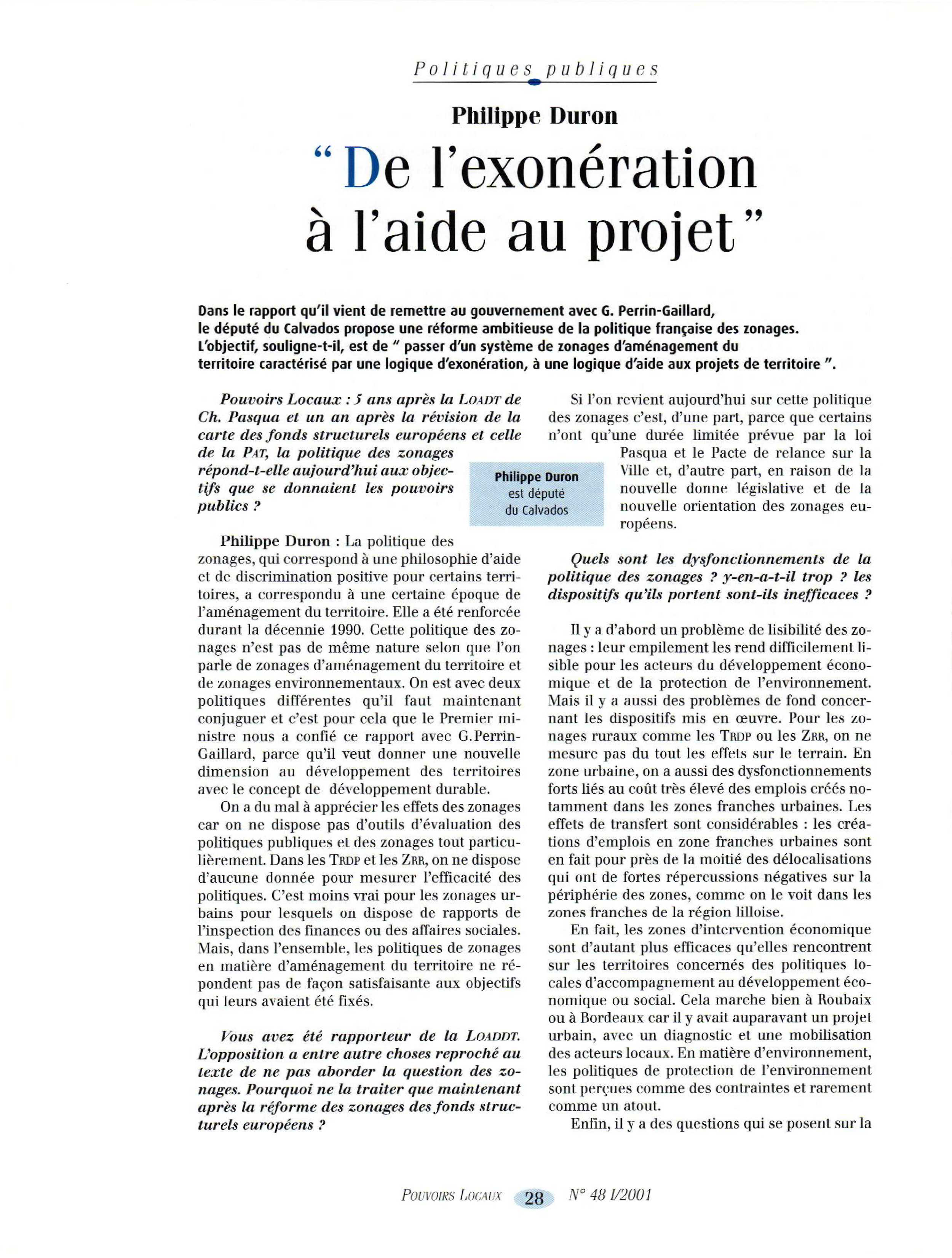 Article : Zonages : passer de l’exonération à l’aide à l’aide au projet