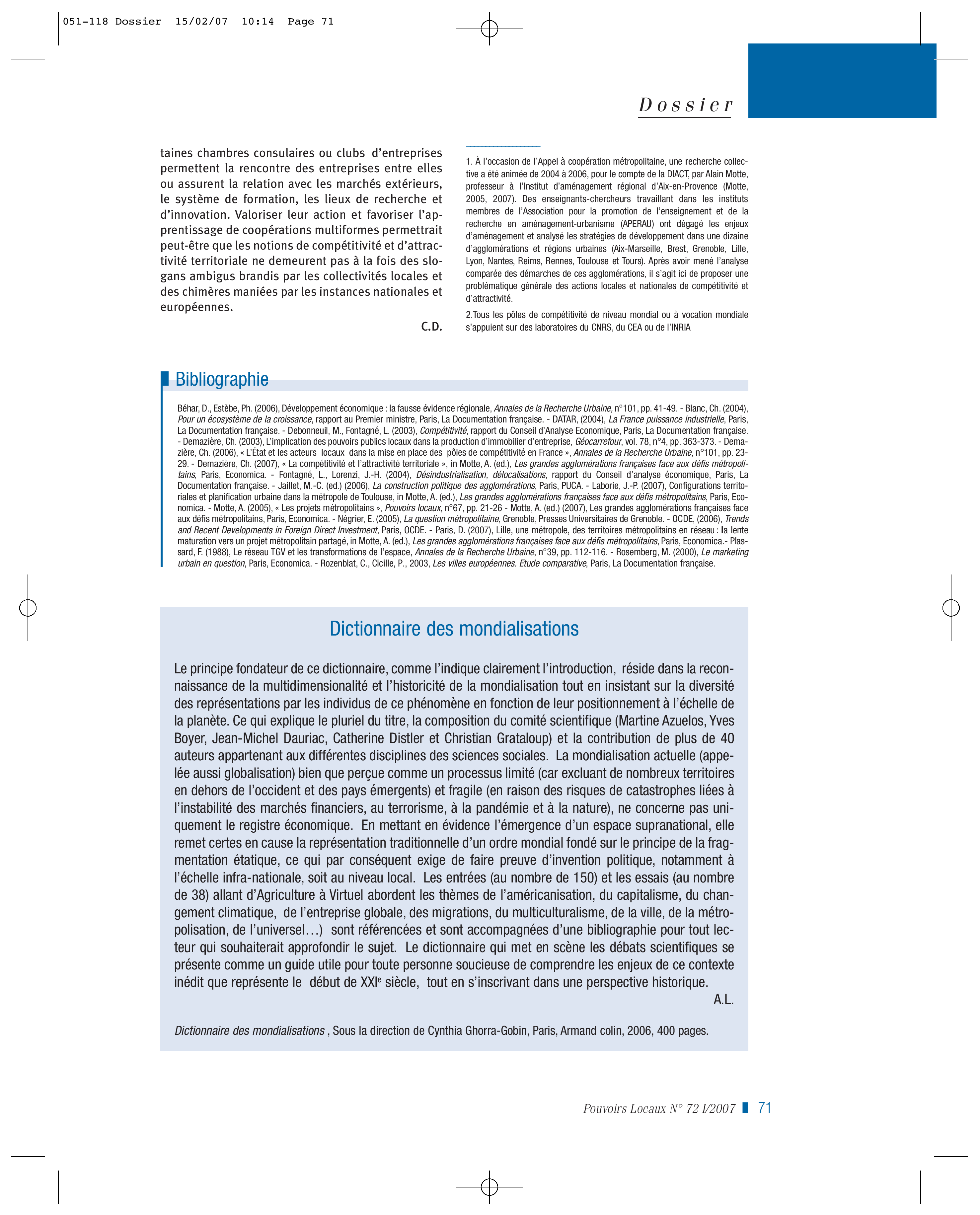 Article : Développement urbain, attractivité et vie démocratique locale