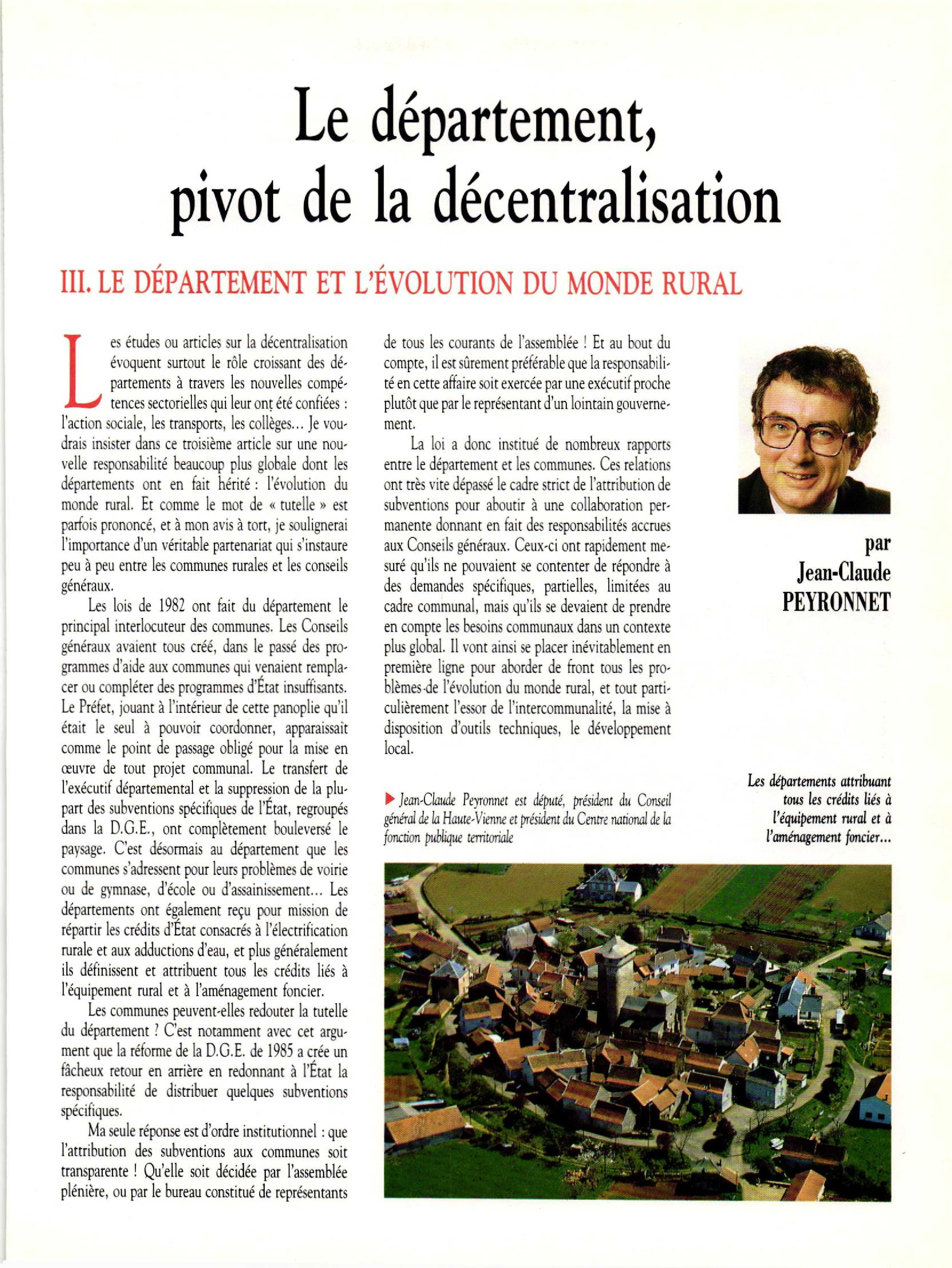 Article : Le département et l’évolution du monde rural
