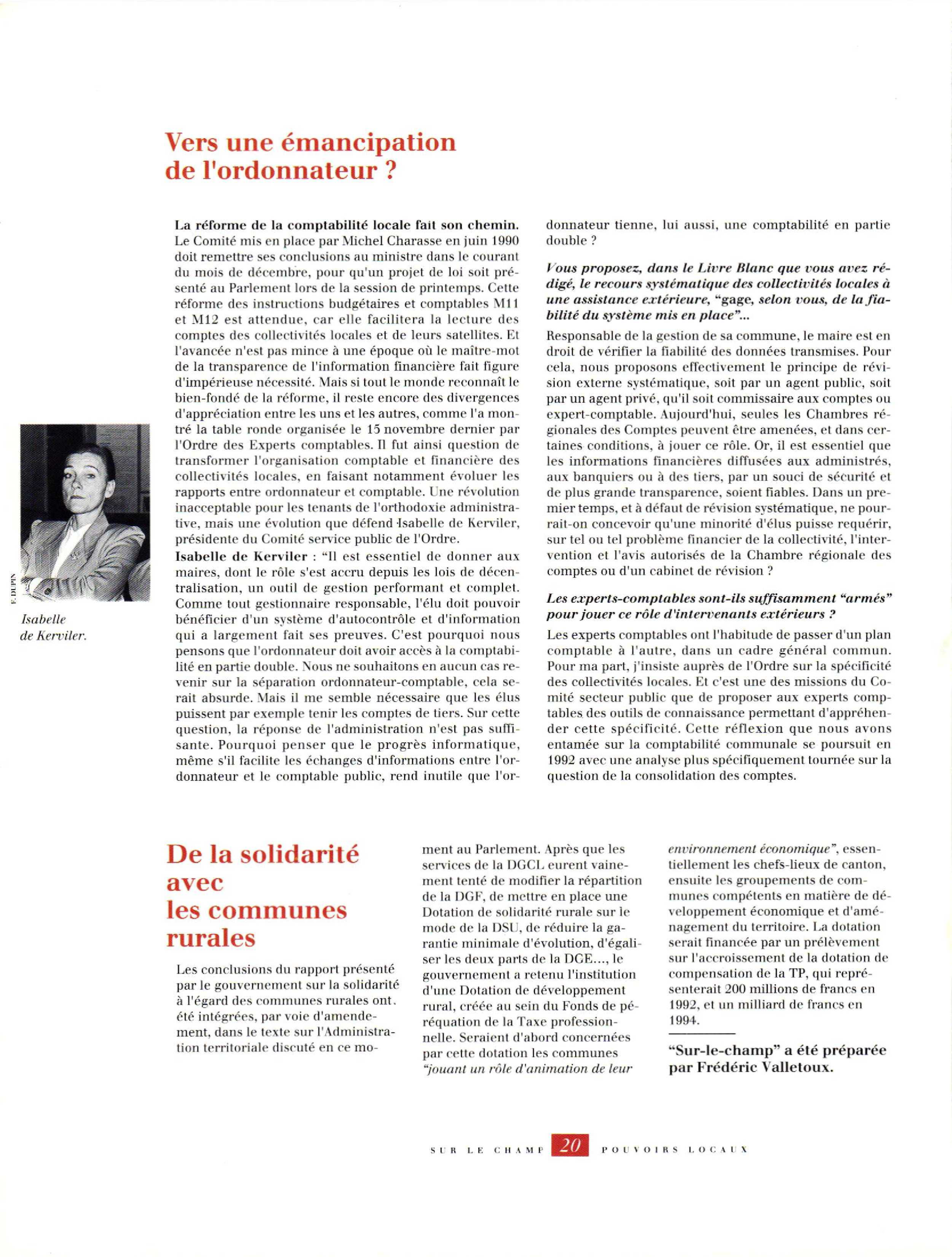 Article : De la solidarité avec les communes rurales