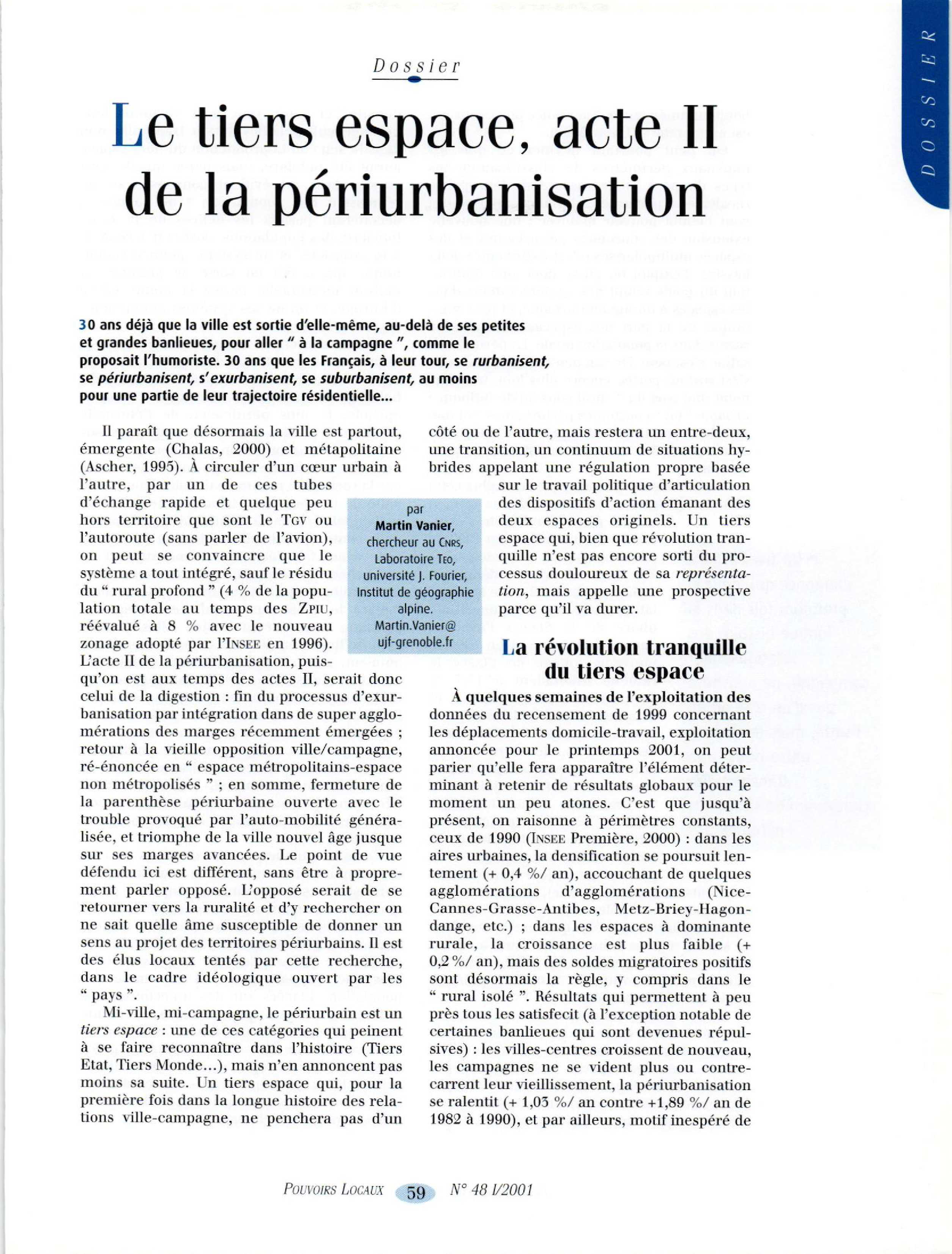 Article : Le tiers espace, acte II de la péri-urbanisation