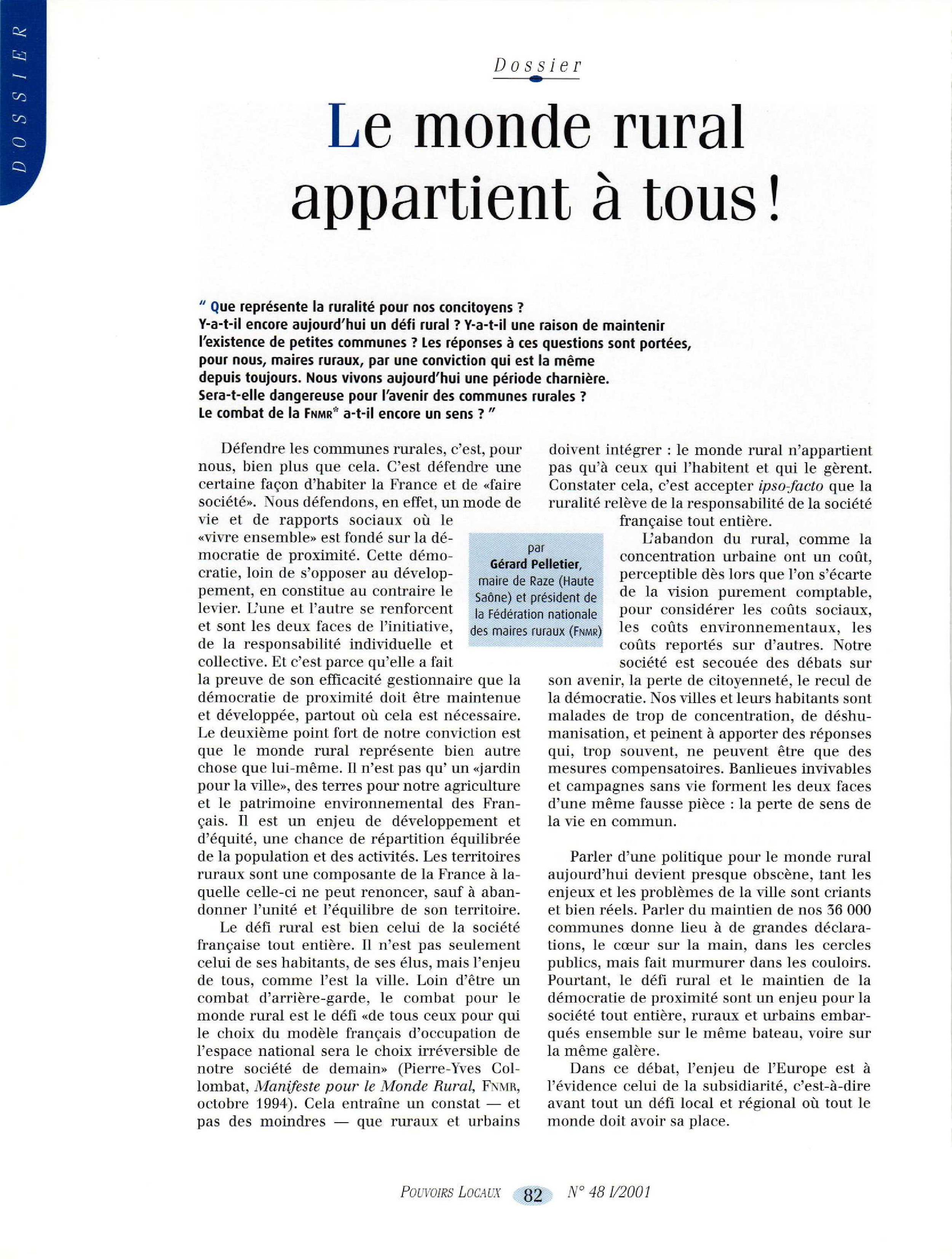 Article : Le monde rural appartient à tous