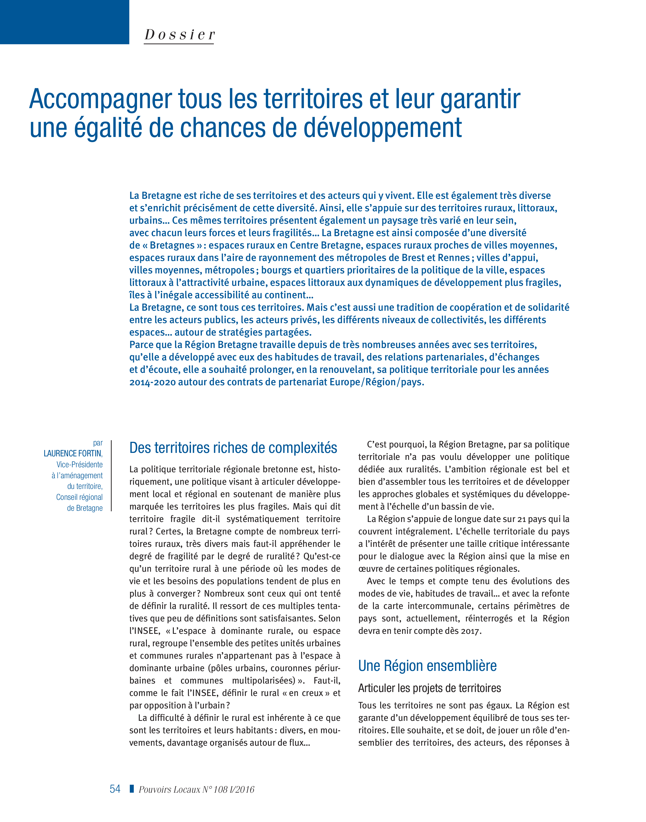 Article : Accompagner tous les territoires et leur garantir une égalité de chances de développement