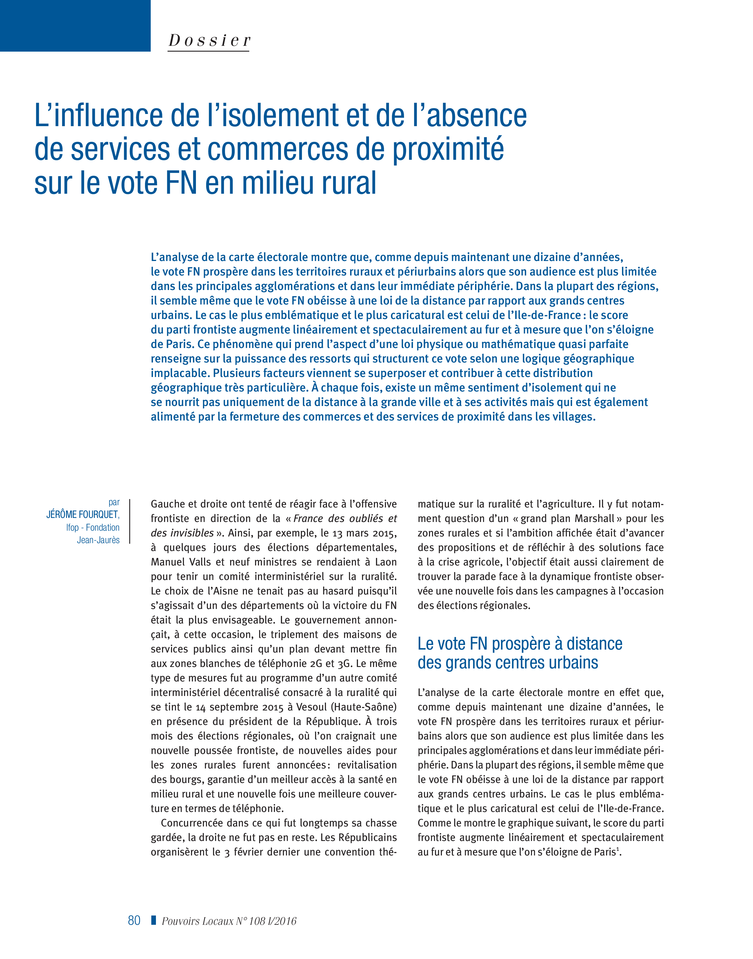 Article : L’influence de l’isolement et de l’absence de services et commerces de proximité sur le vote FN en milieu rural