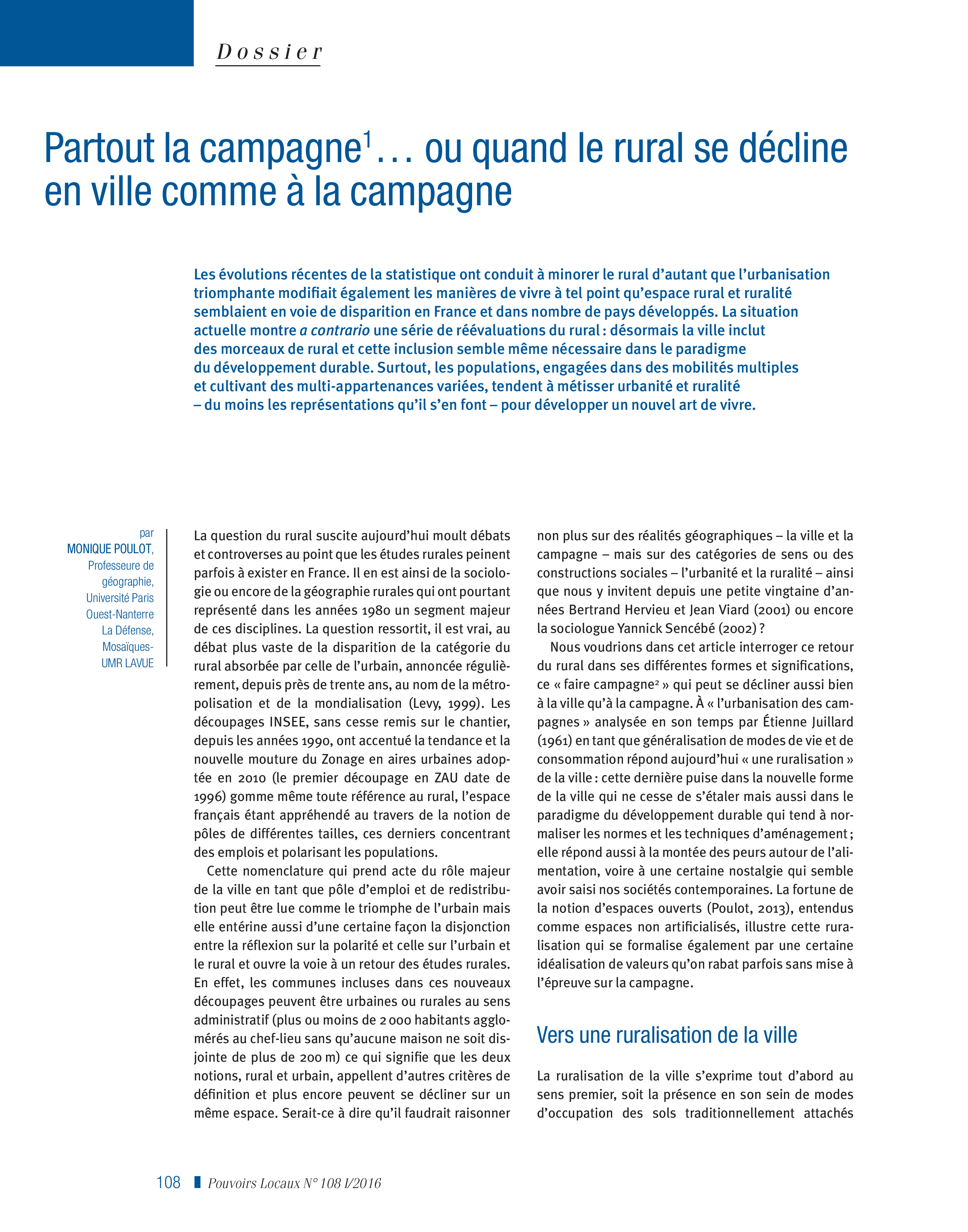Article : Partout la campagne… ou quand le rural se décline en ville comme à la campagne