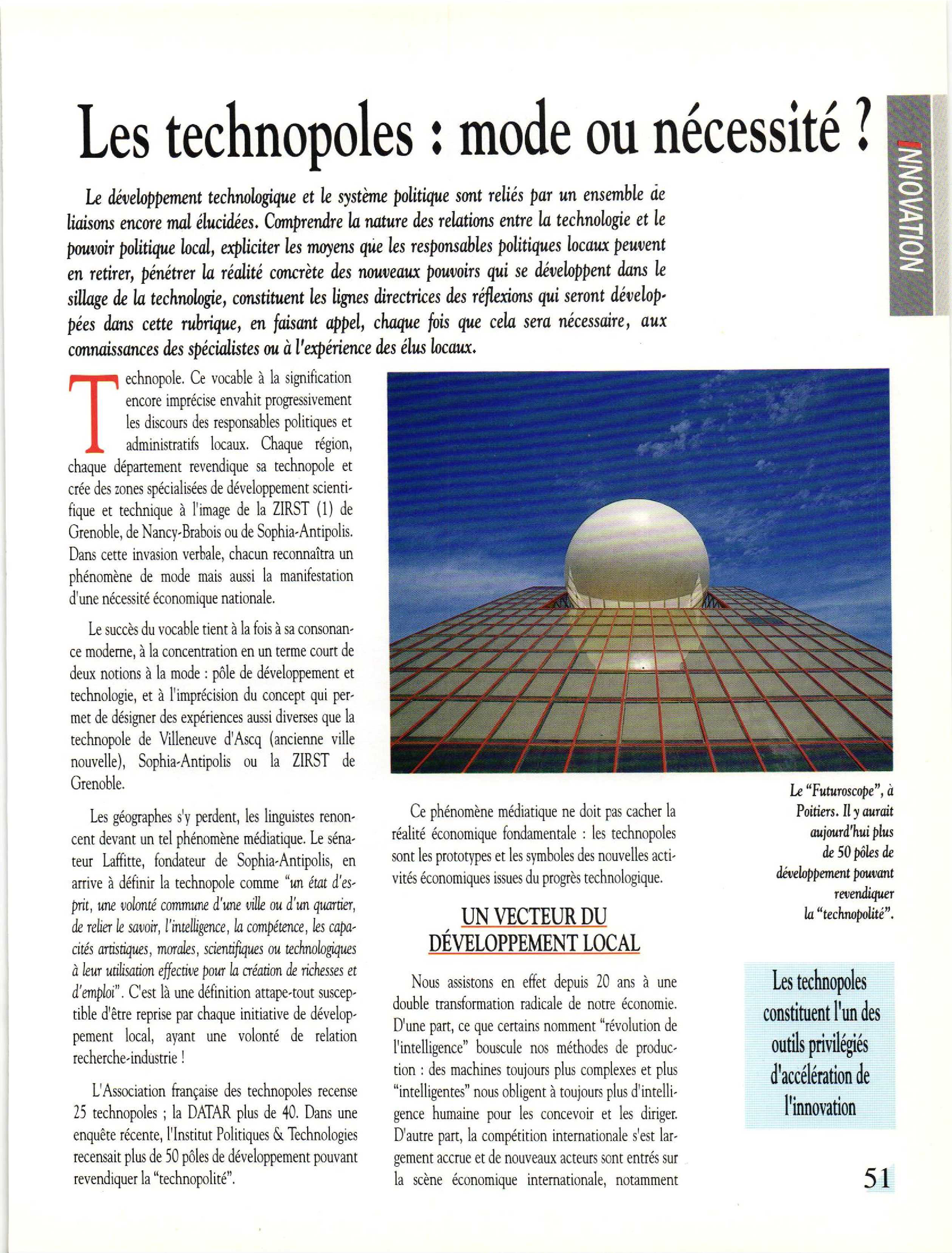 Article : Les technopoles : mode ou nécessité ?