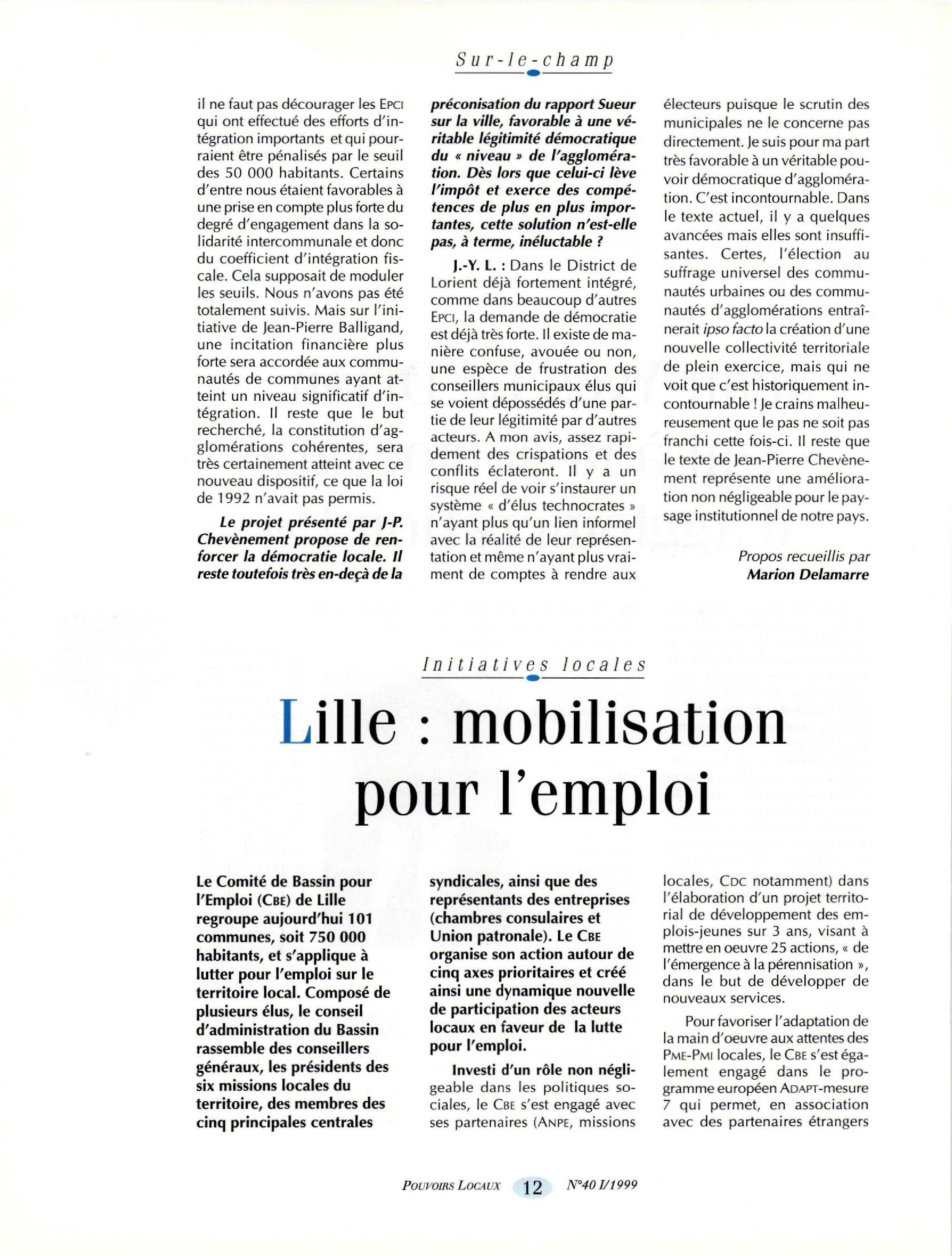 Article : Lille : mobilisation pour l’emploi, Initiatives locales