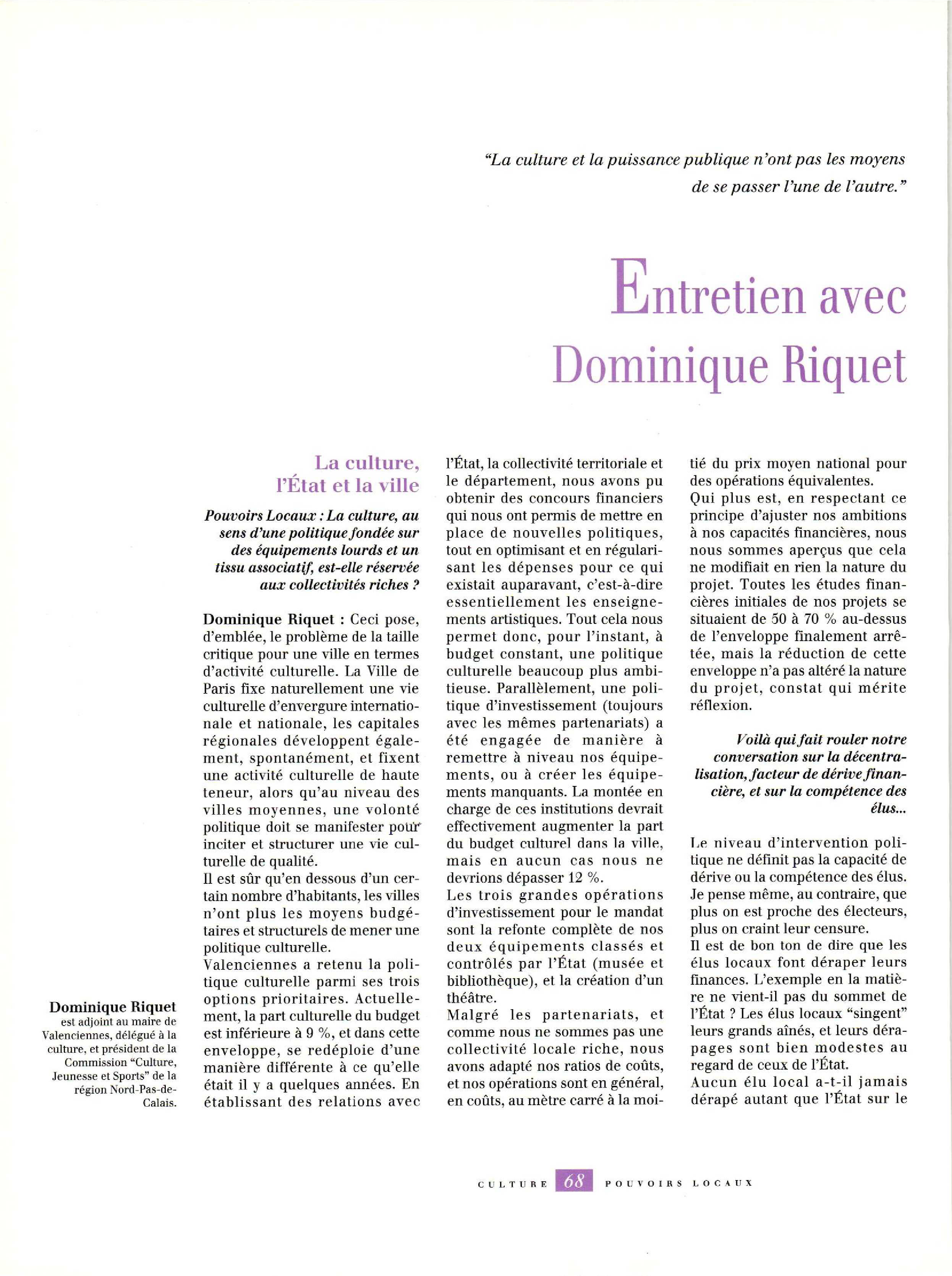 Article : Entretien avec Riquet D.