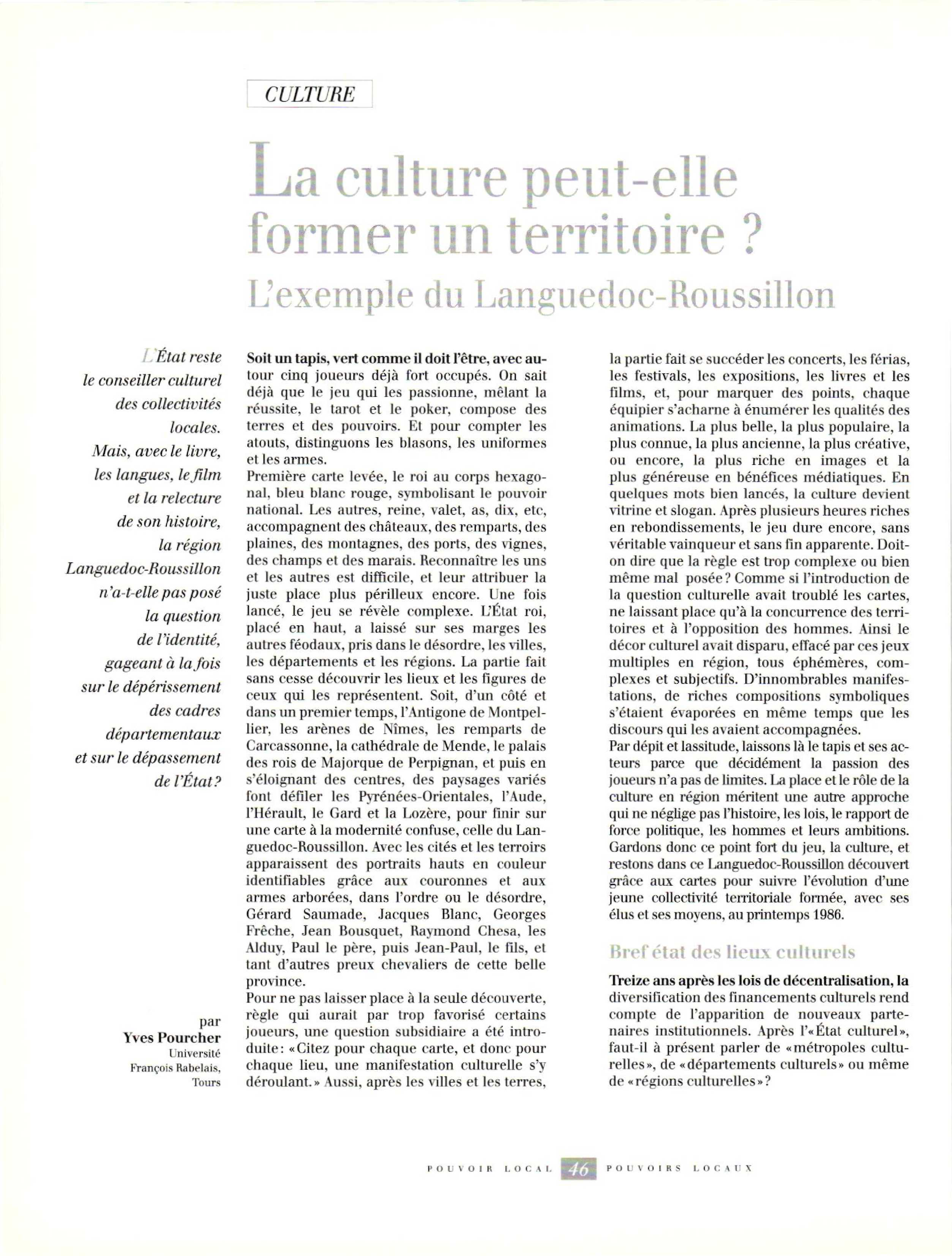 Article : La culture peut-elle former un territoire ? L’exemple du Languedoc-Roussillon