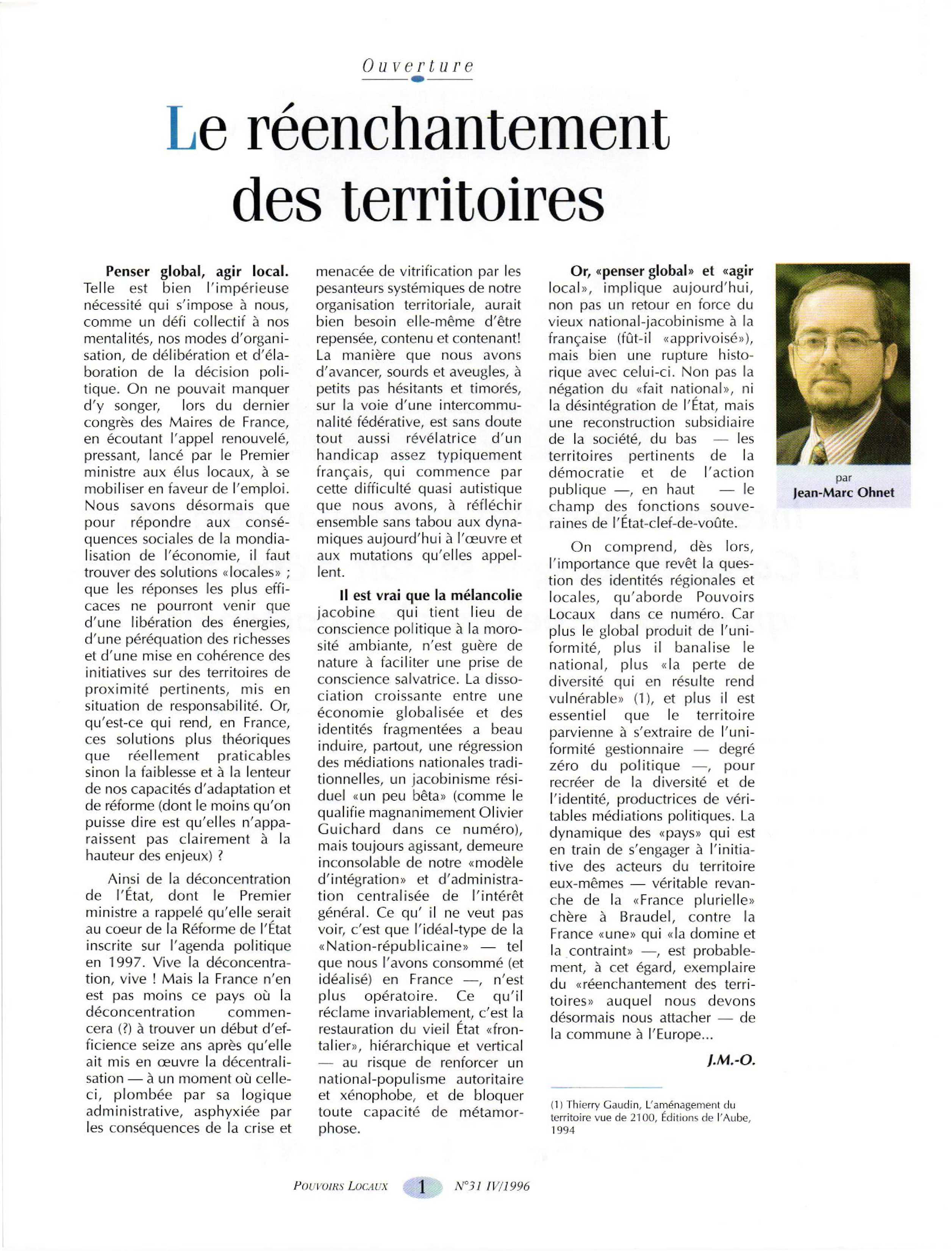 Article : Le réenchantement des territoires