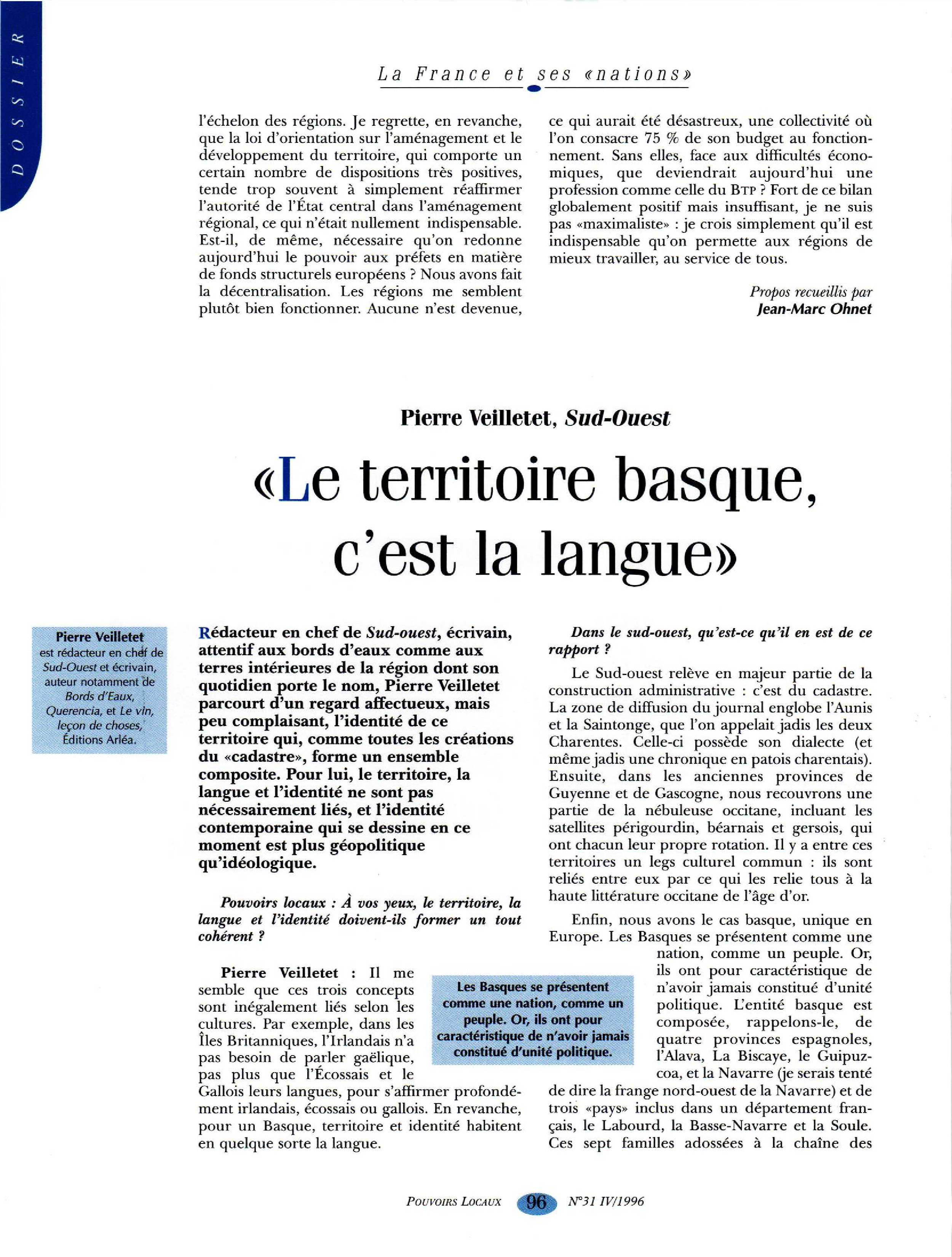 Article : Entretien avec Pierre Veilletet