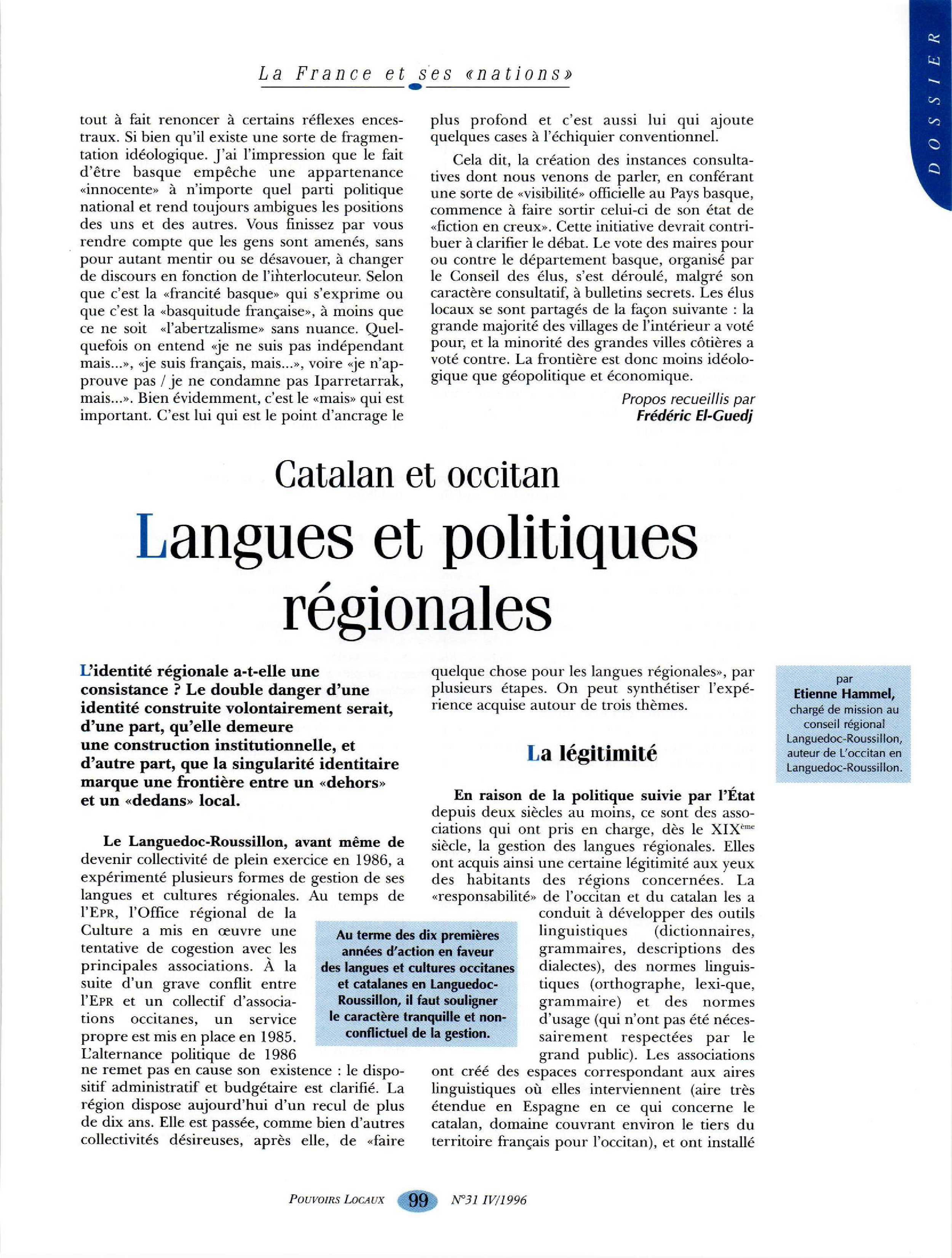 Article : Catalan et Occitan - Langues et politiques régionales