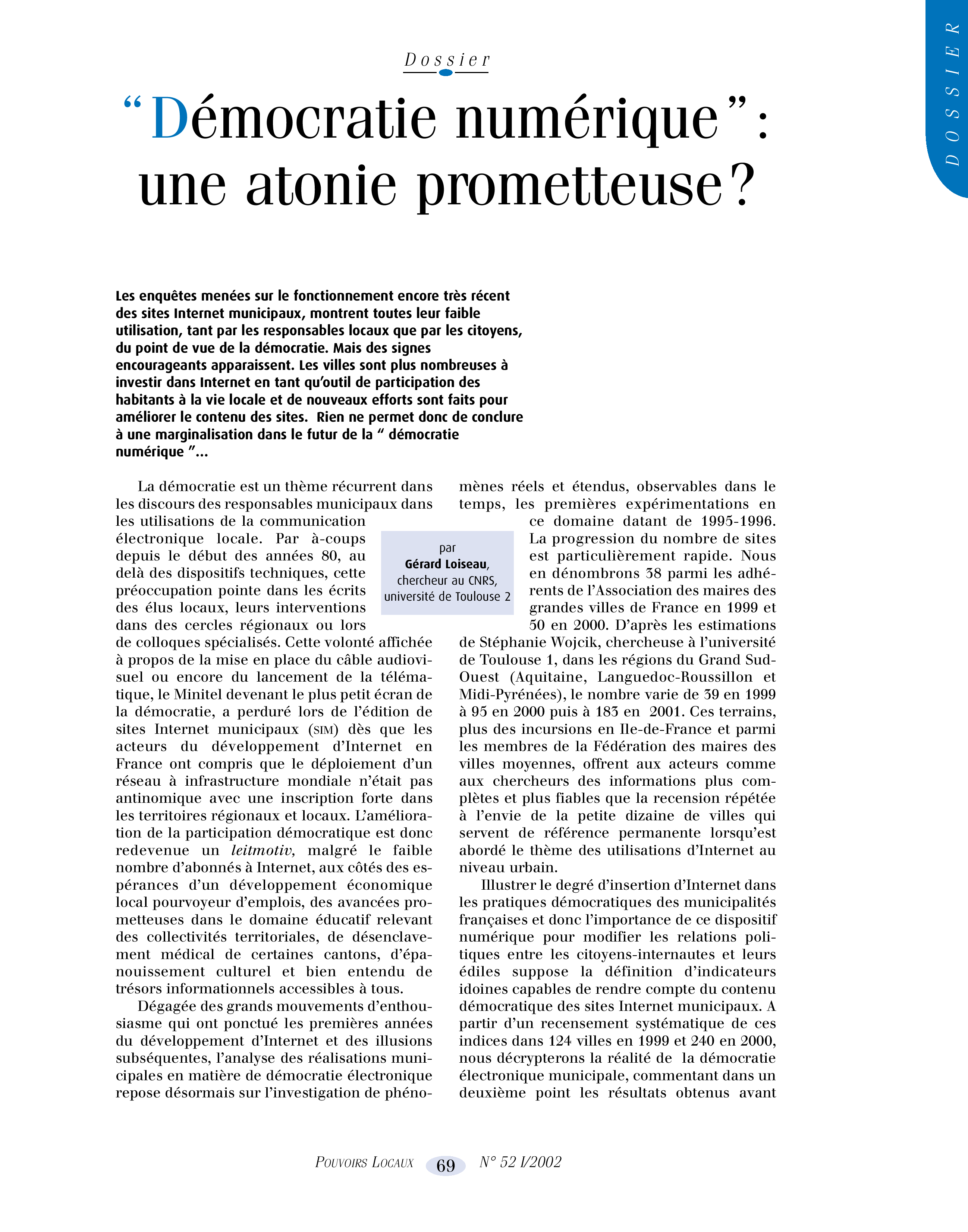 Article : Démocratie numérique : une atonie prometteuse