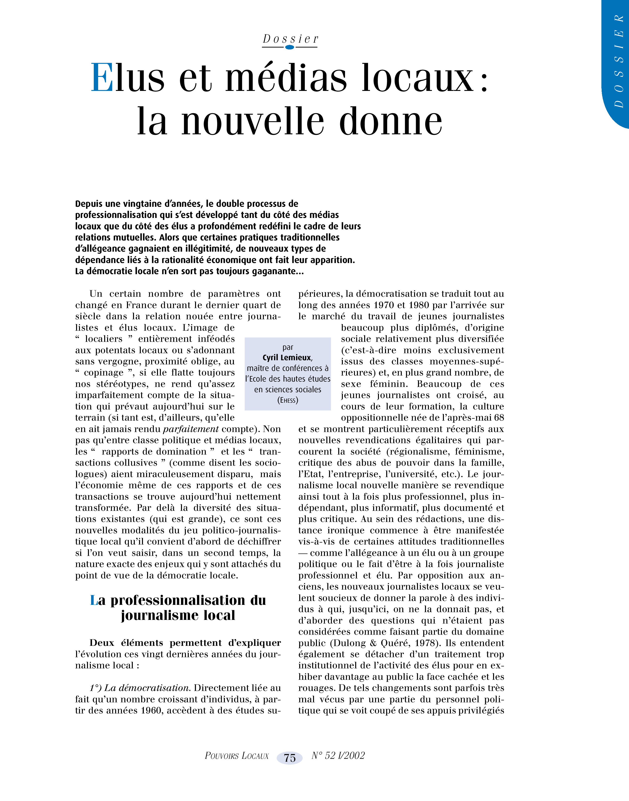 Article : Elus et médias locaux : la nouvelle donne