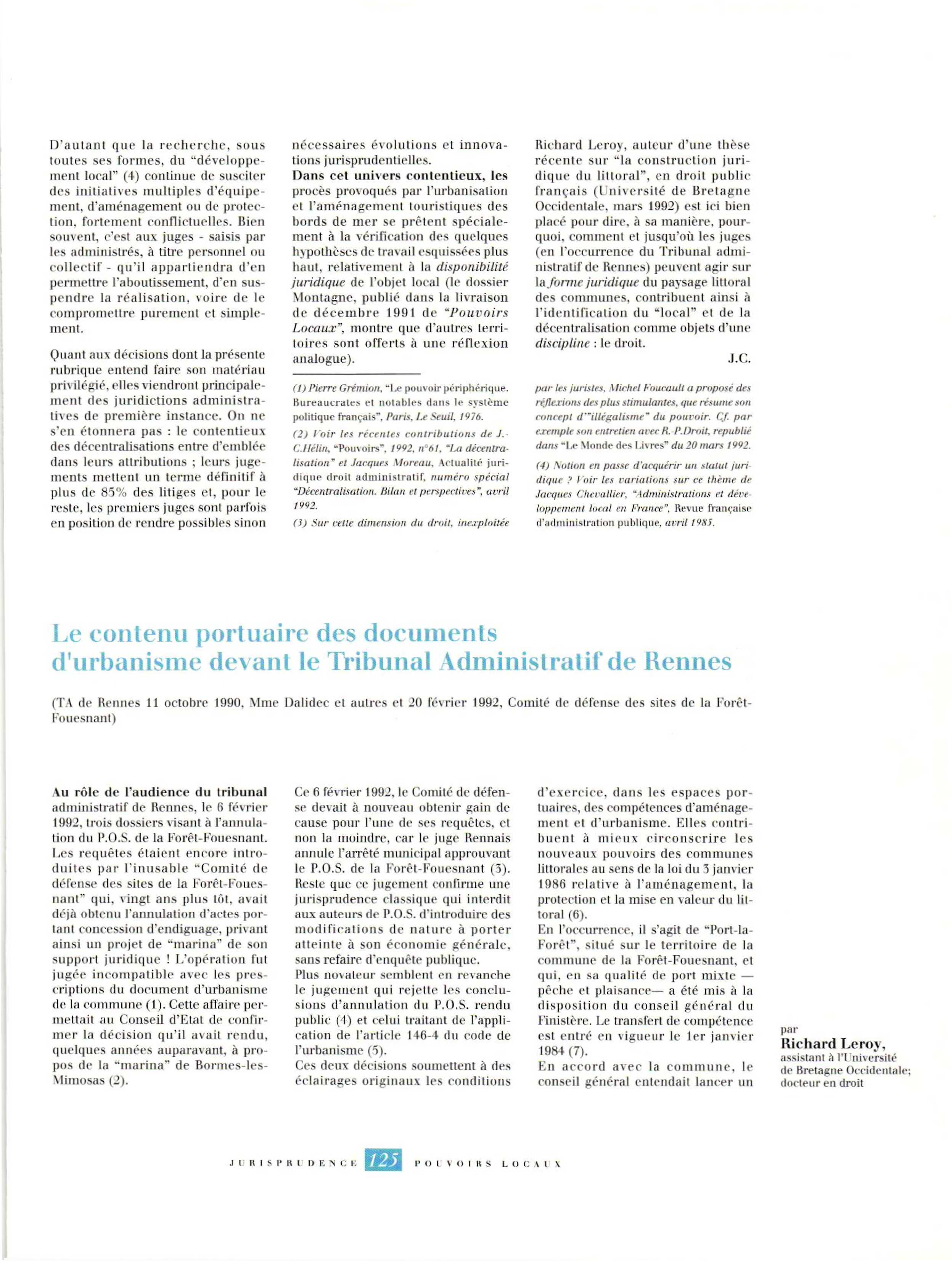 Article : Le contenu portuaire des documents d’urbanisme devant le T.A. de Rennes