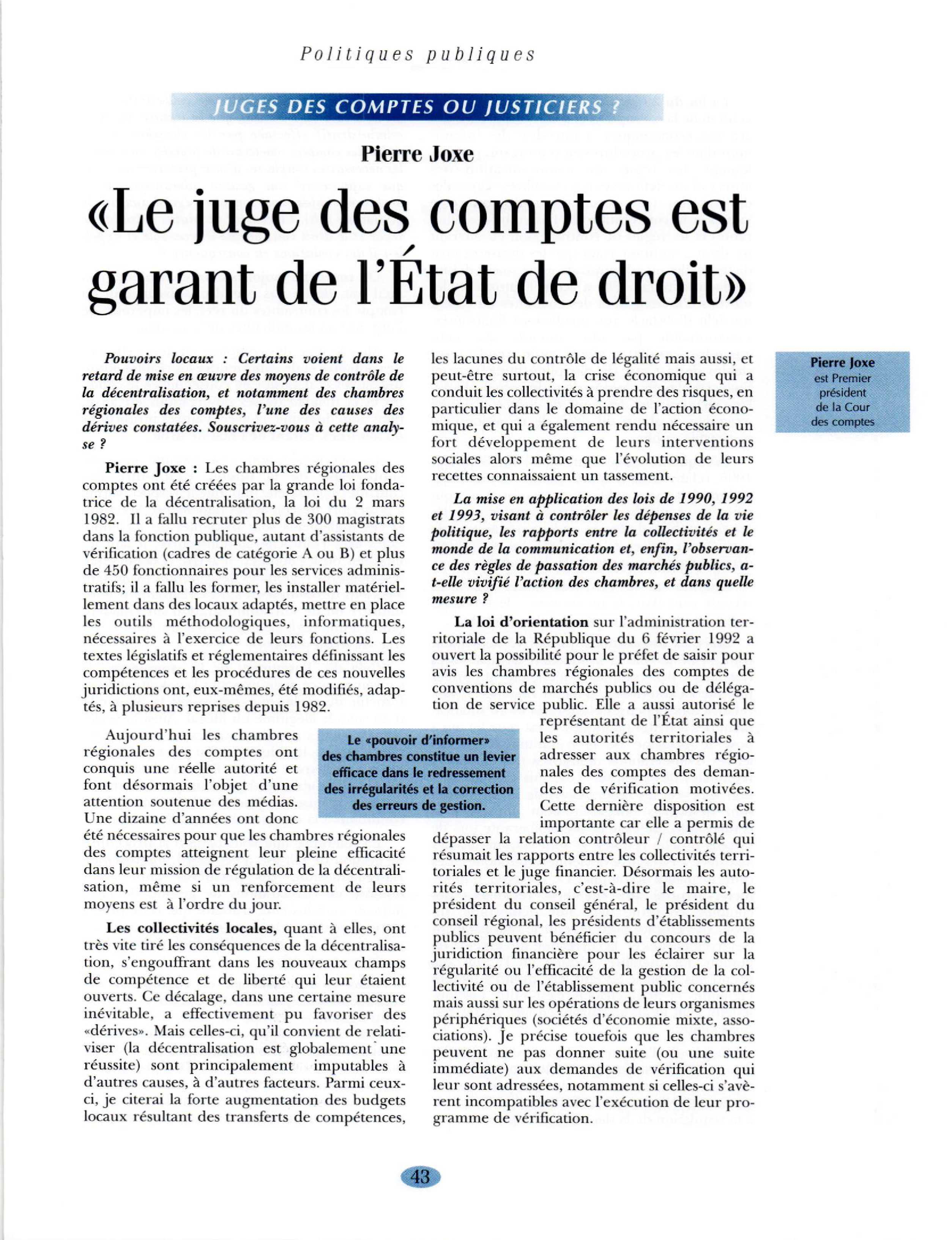 Article : Entretien avec Pierre Joxe