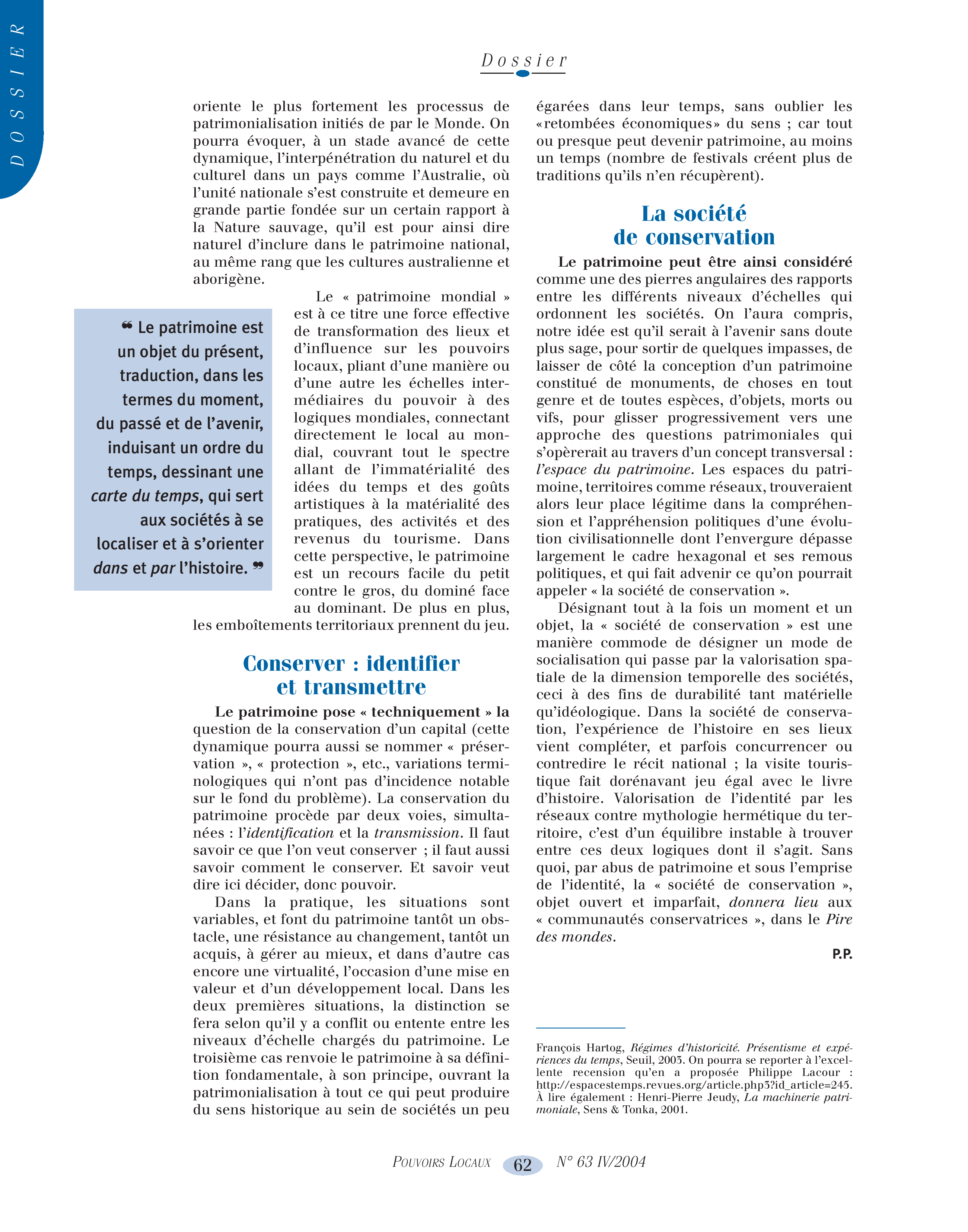 Article : Le patrimoine saisi par la décentralisation