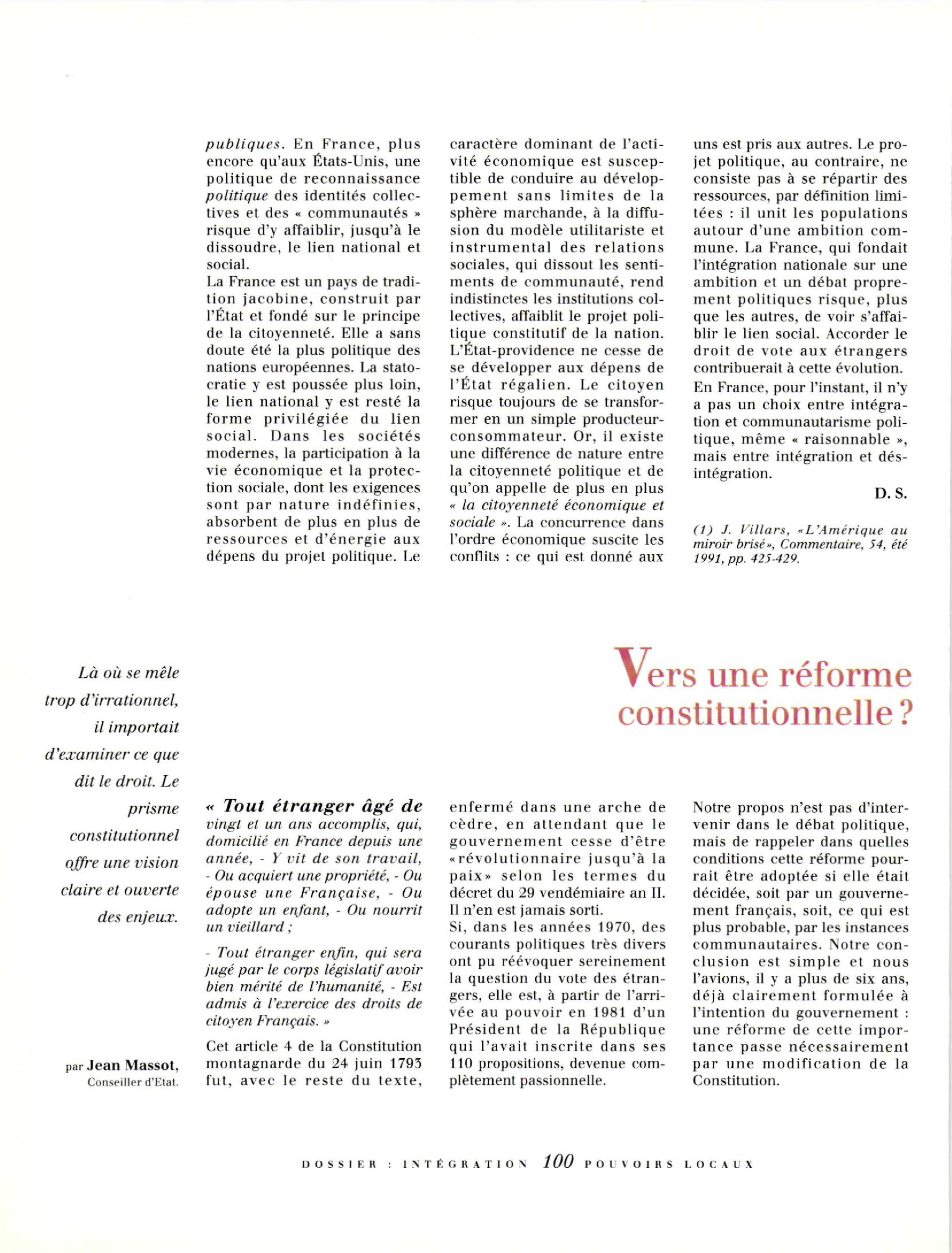 Article : Vers une réforme constitutionnelle