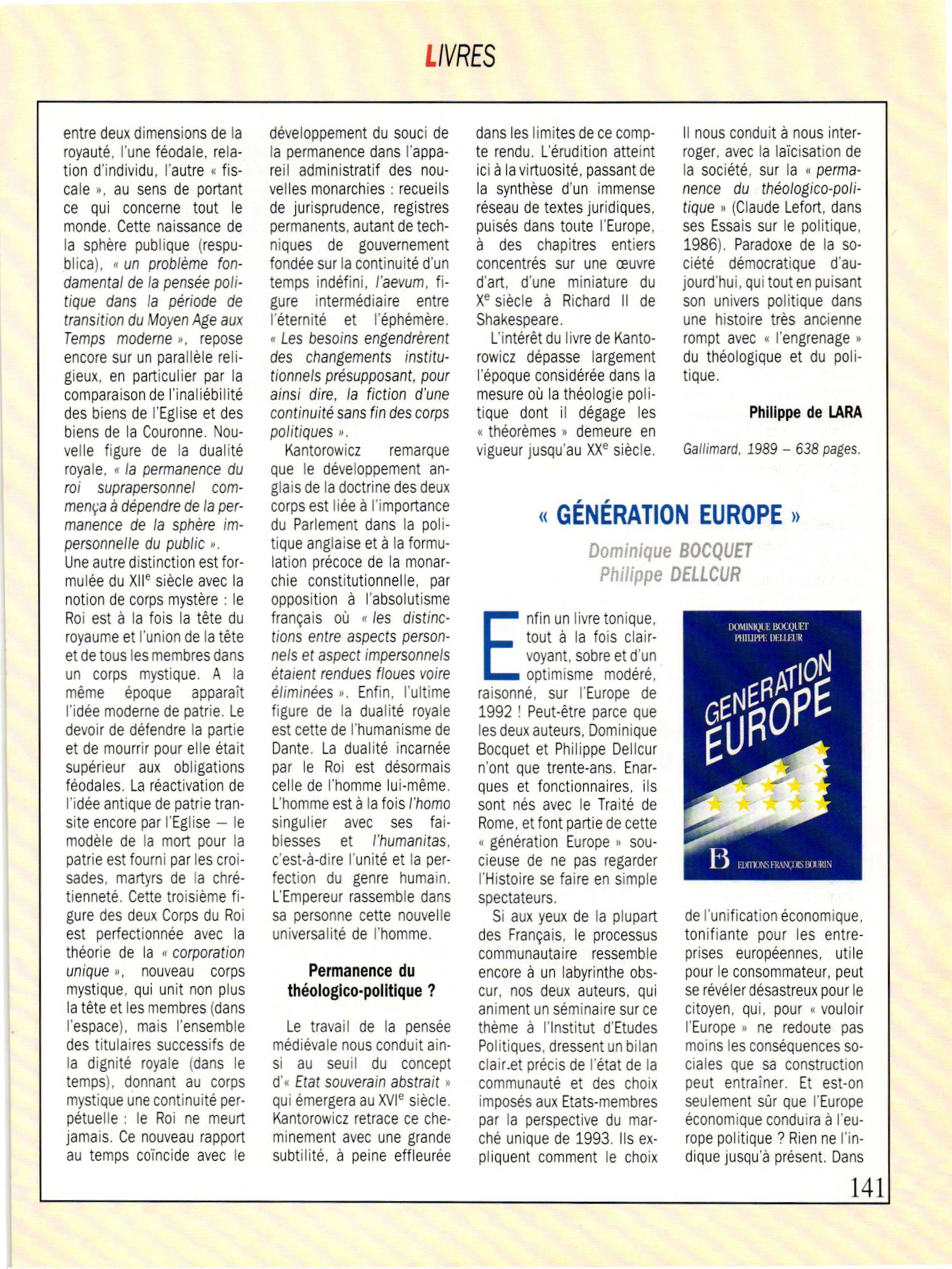 Article : Génération Europe
