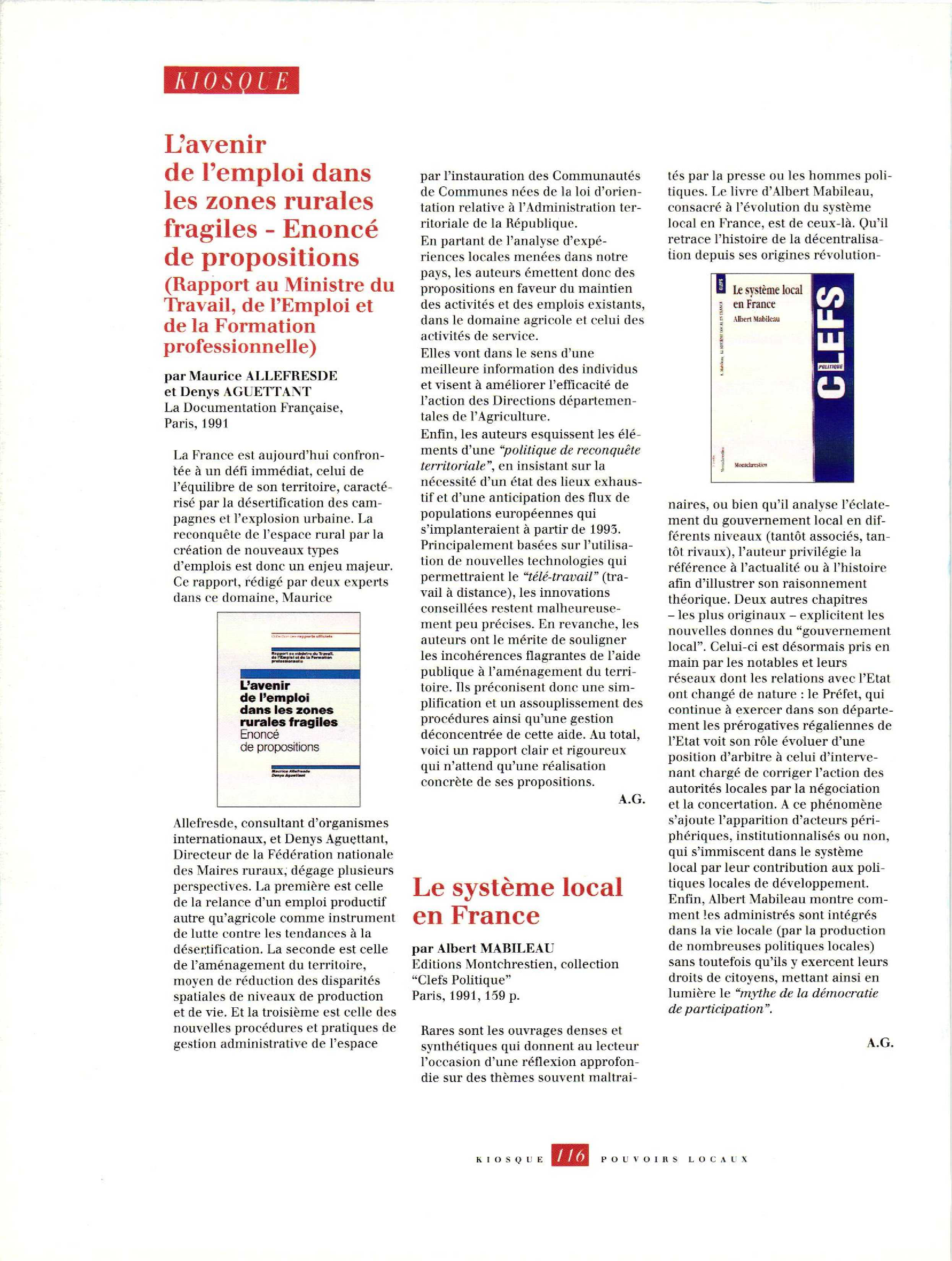 Article : L’avenir de l’emploi dans les zones rurales fragiles