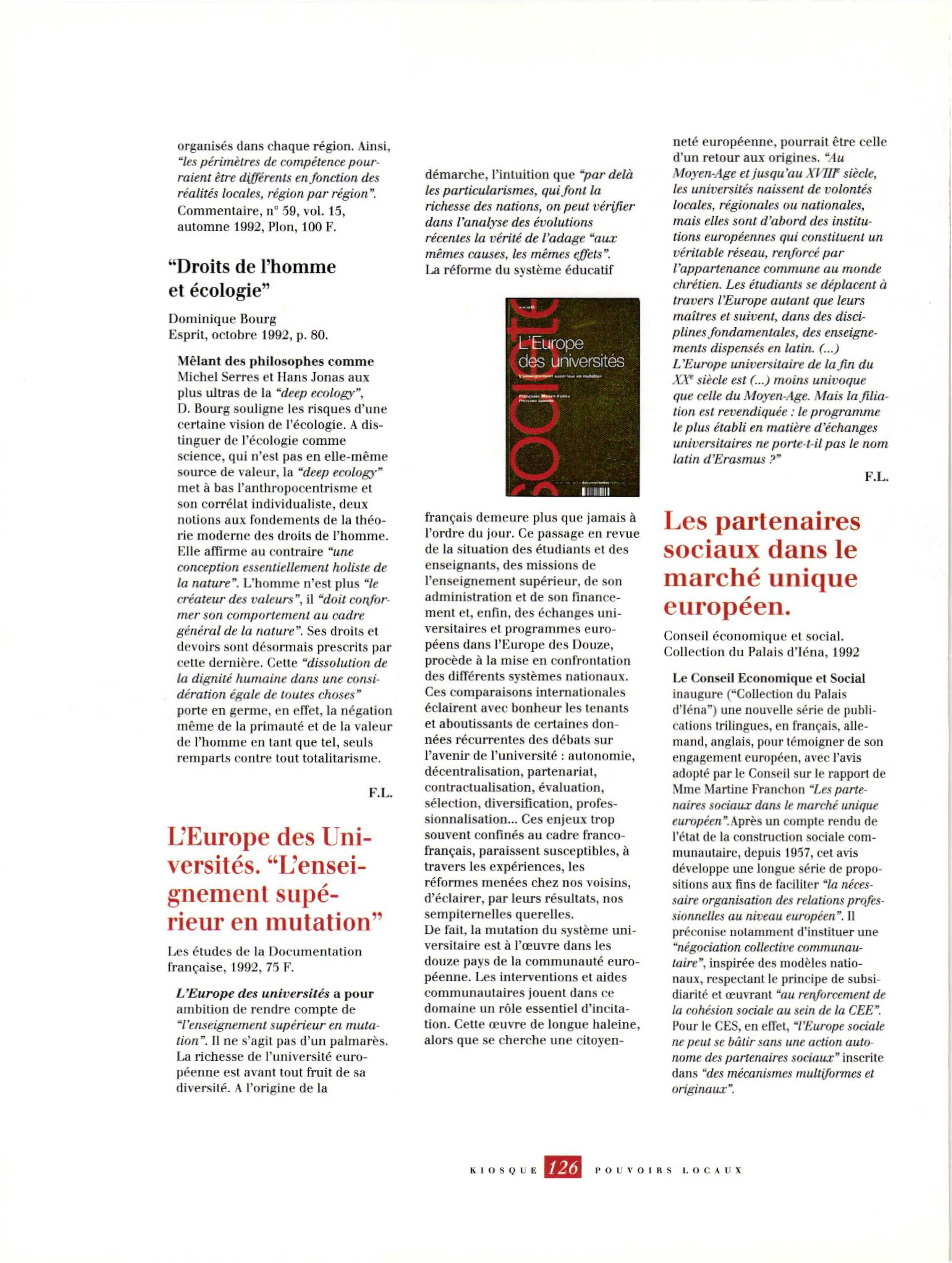 Article : Les partenaires sociaux dans le marché unique européen