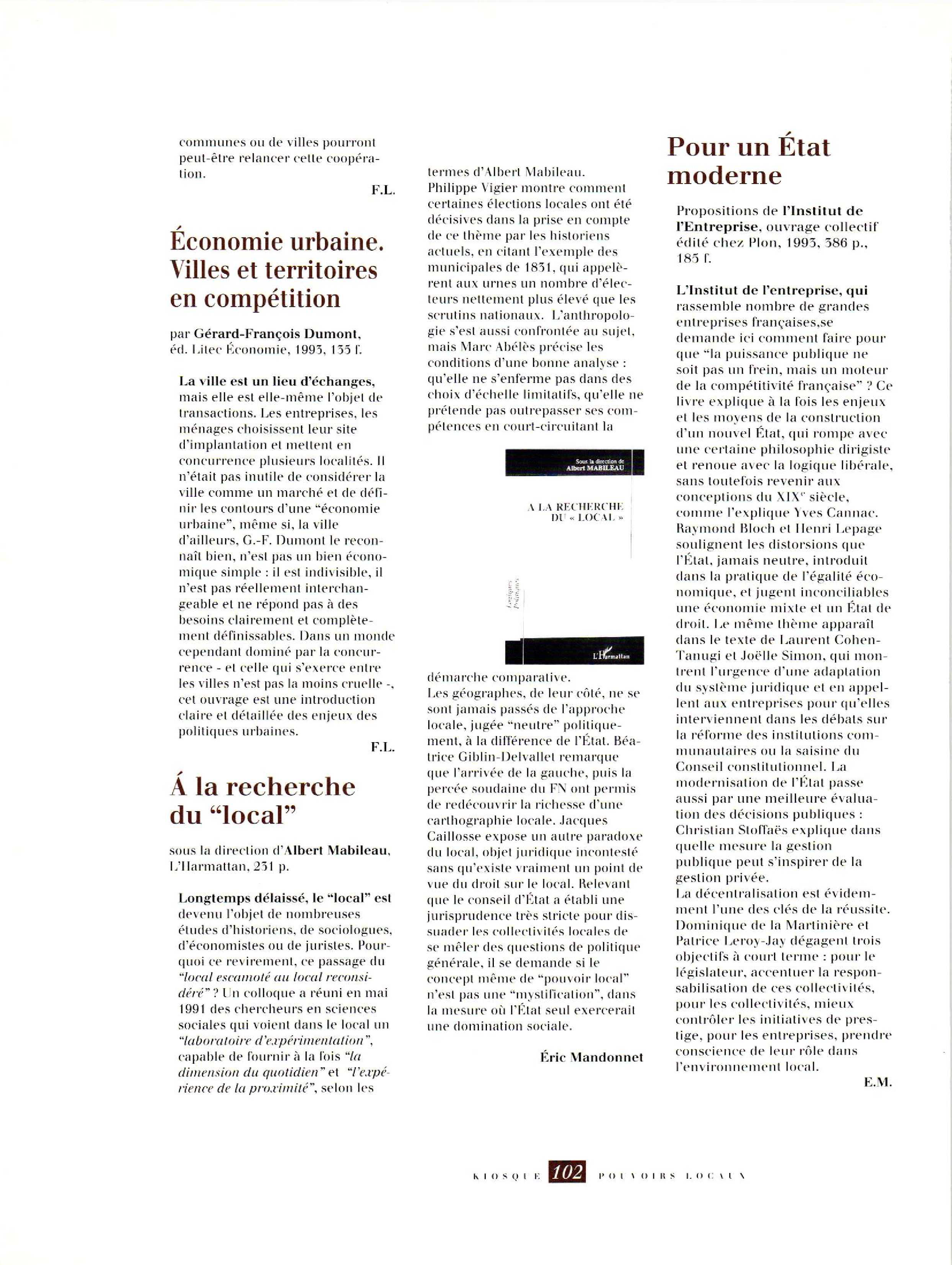 Article : Pour un Etat moderne