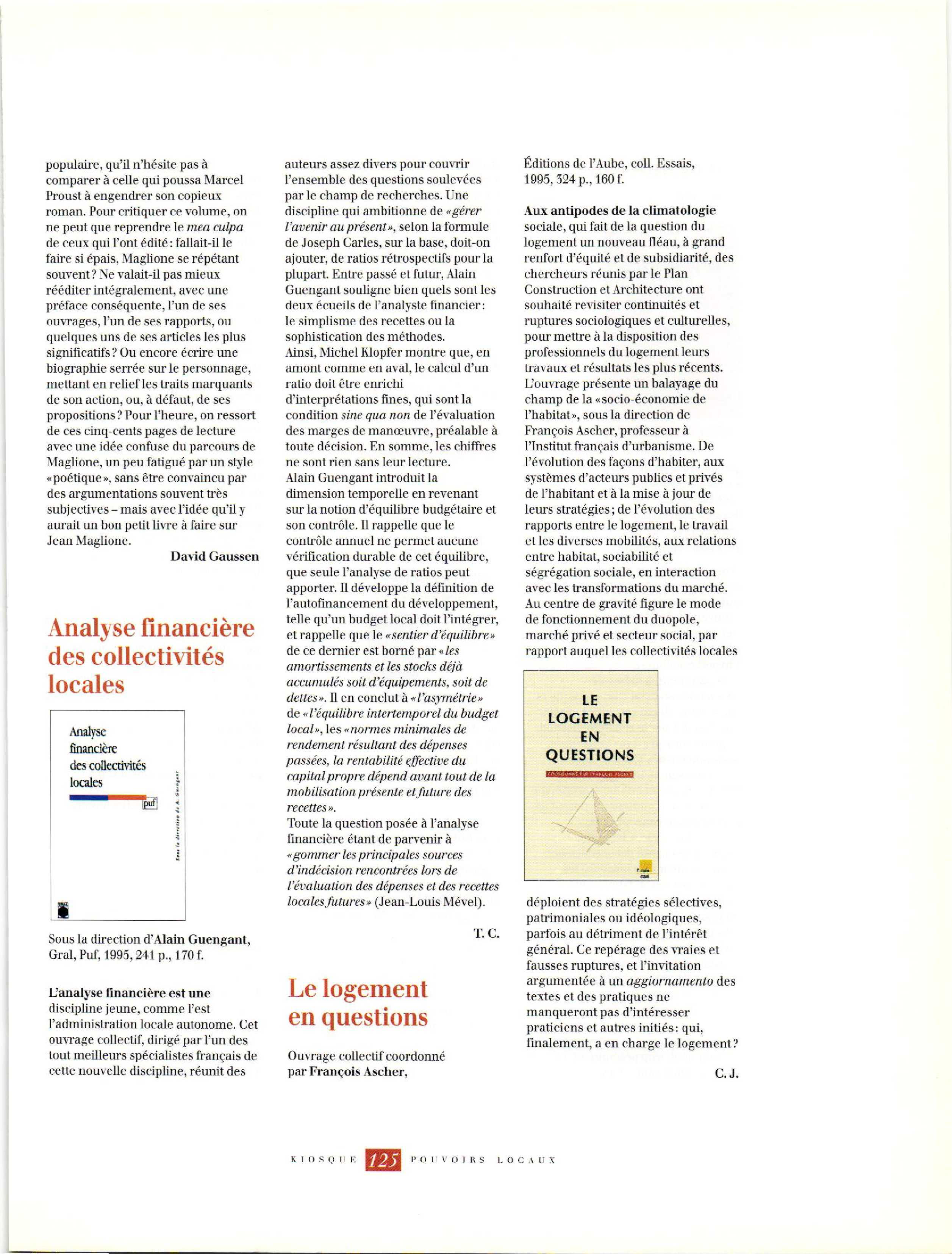 Article : Le logement en questions