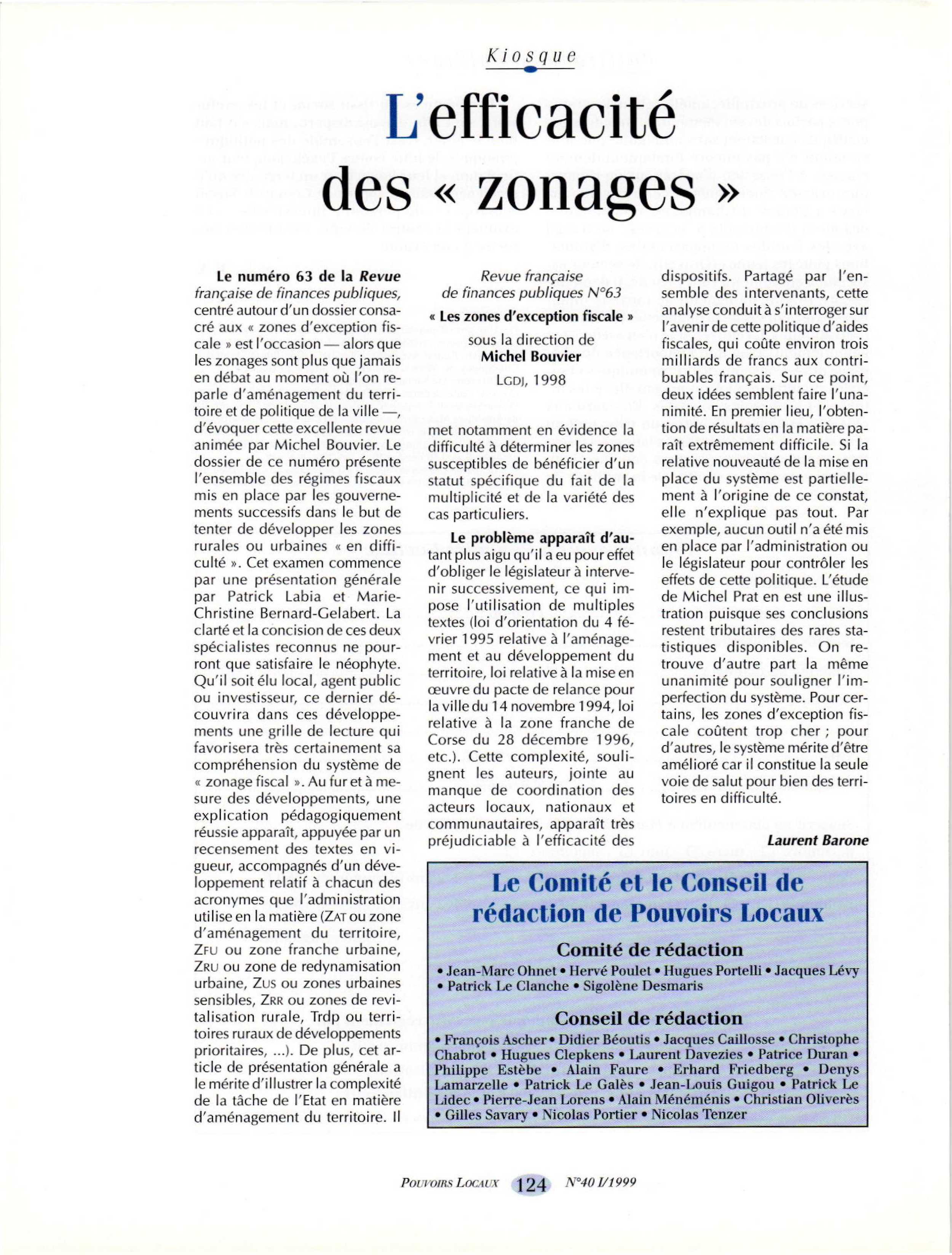 Article : L’efficacité des zonages