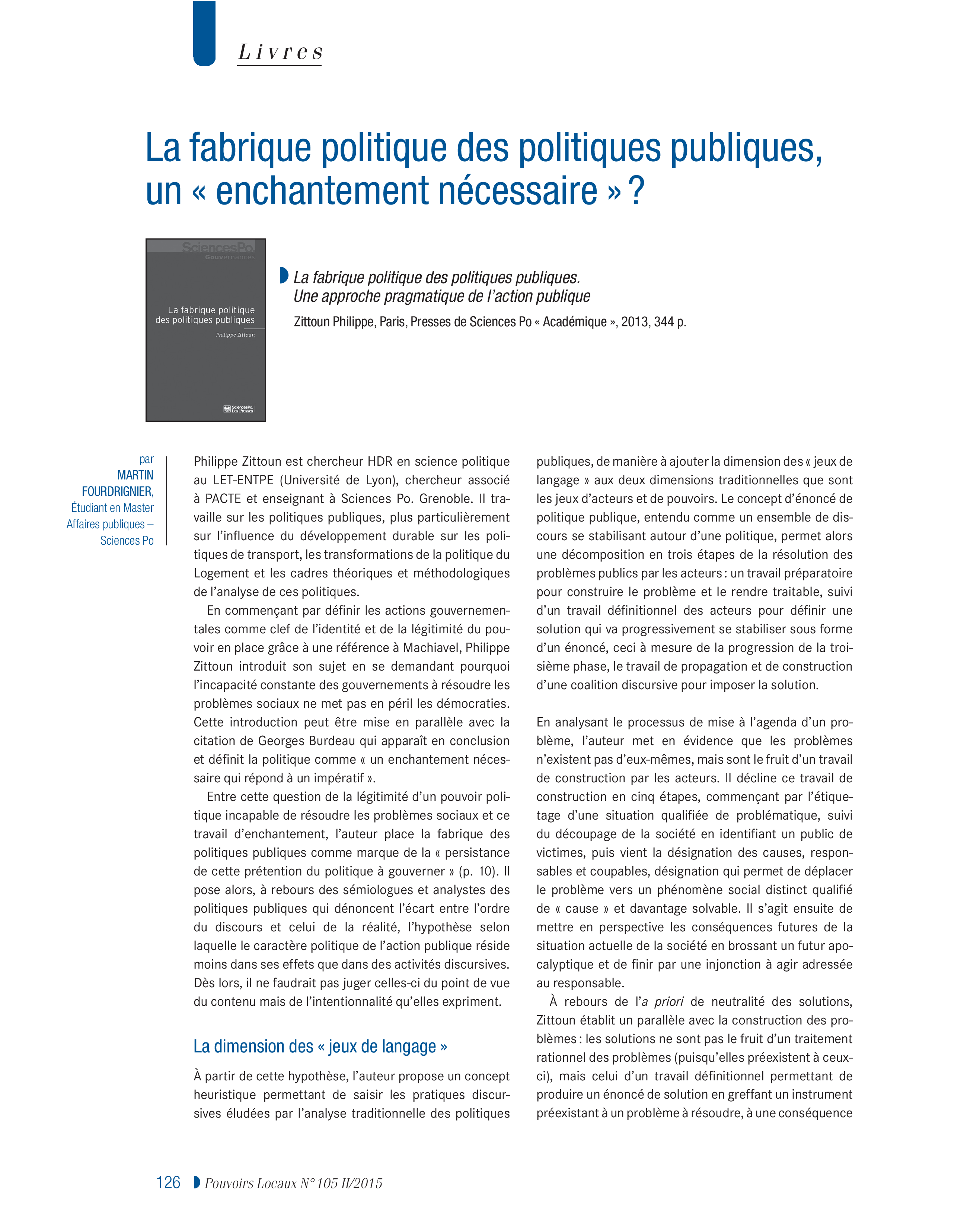 Article : La fabrique politique des politiques urbaines, un « enchantement nécessaire »?
