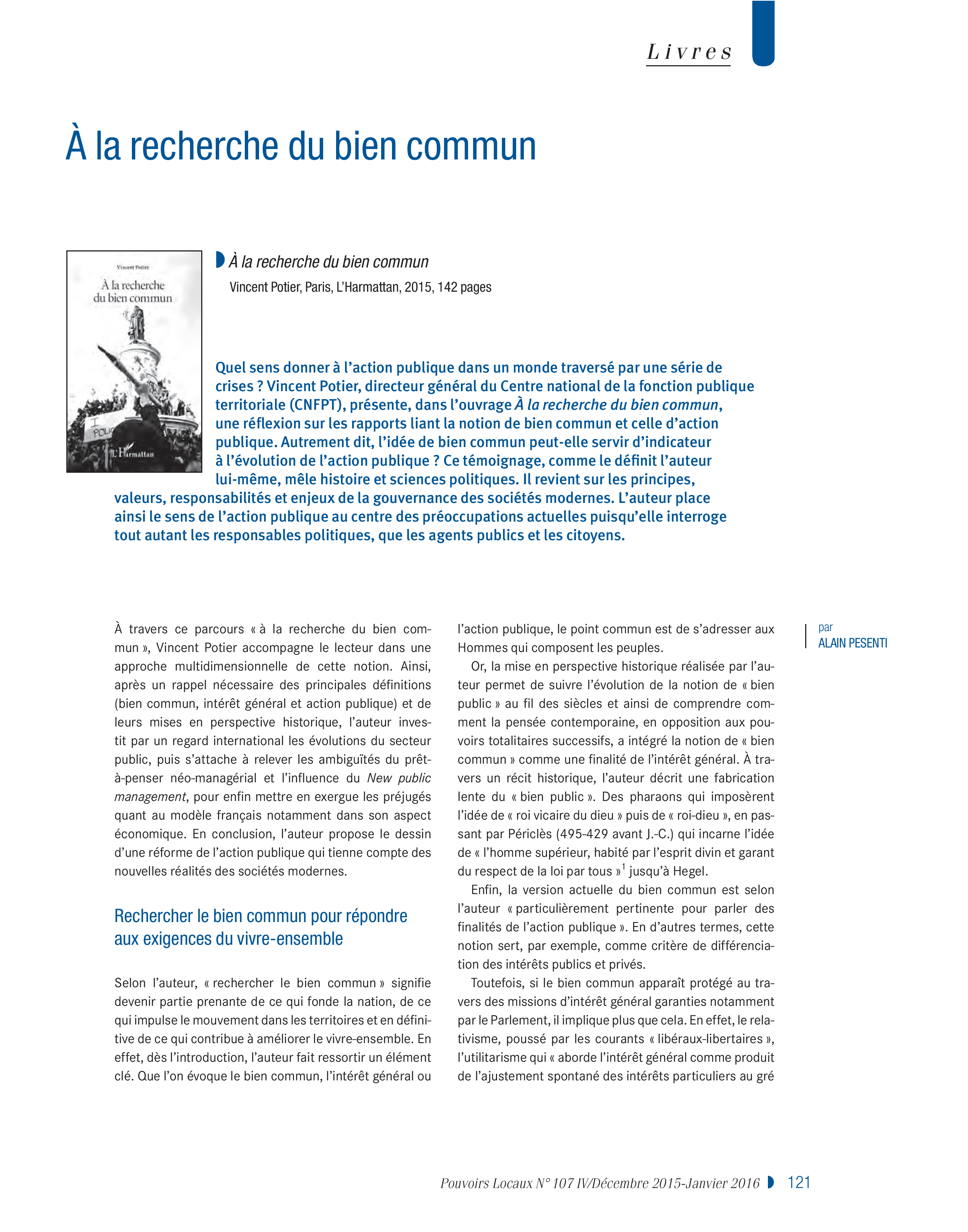 Article : A la recherche du bien commun