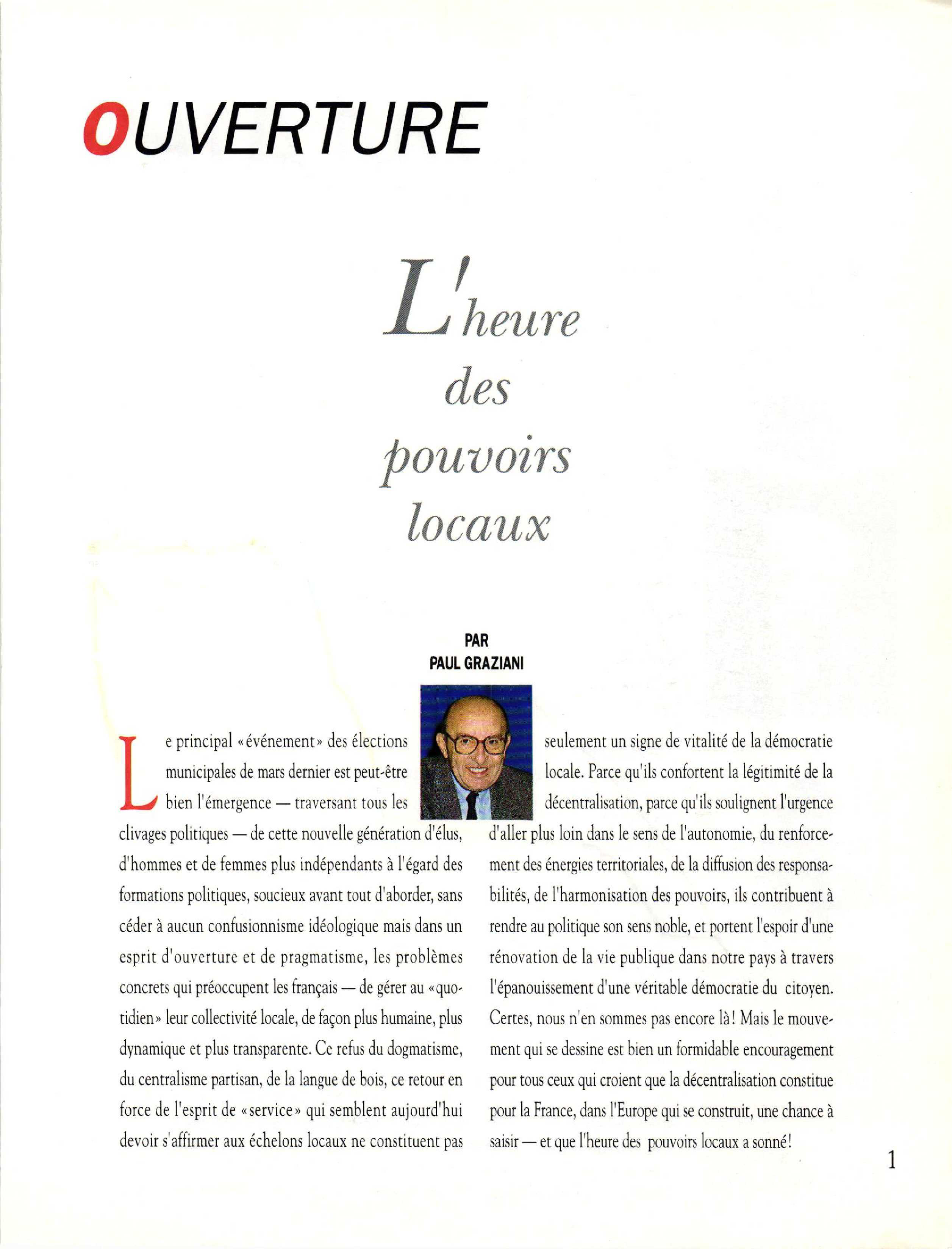 Article : L’heure des pouvoir locaux