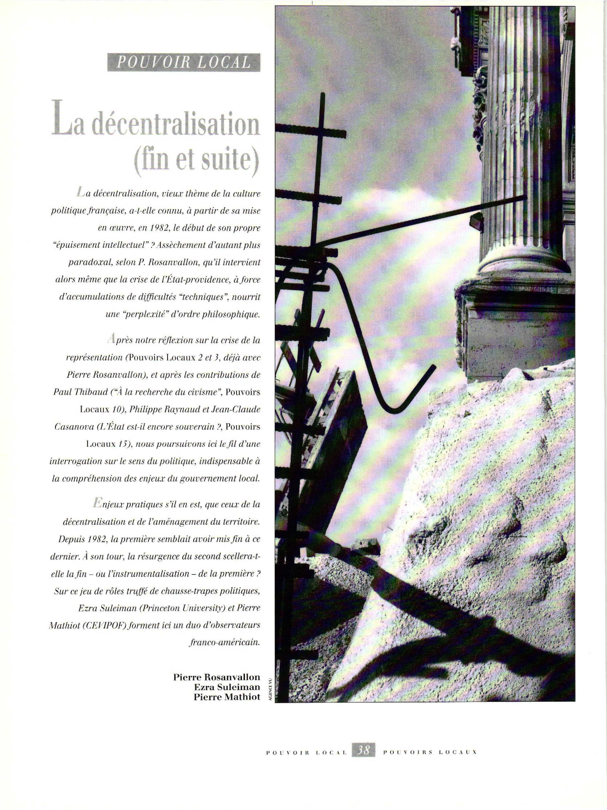 Article : POUVOIR LOCAL