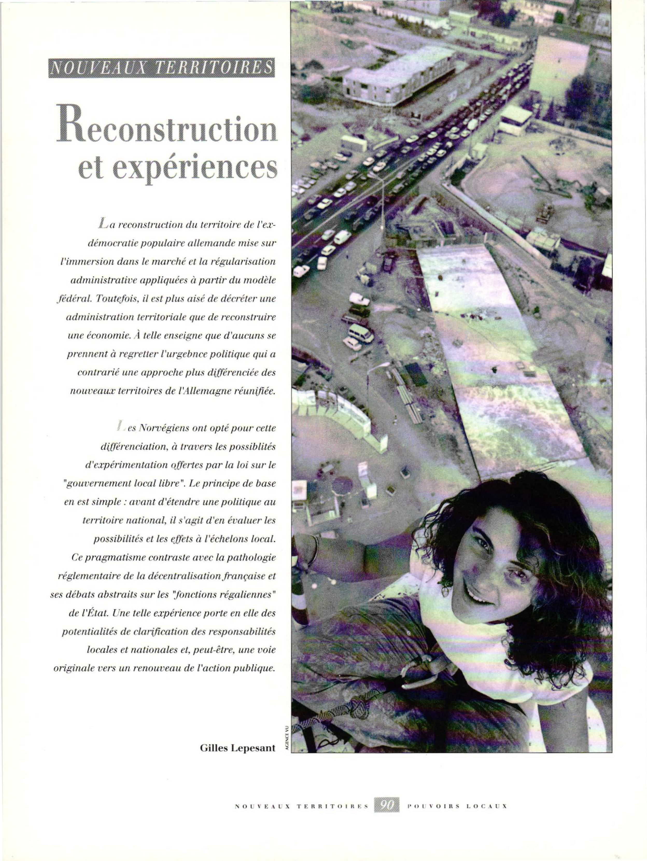 Article : NOUVEAUX TERRITOIRES