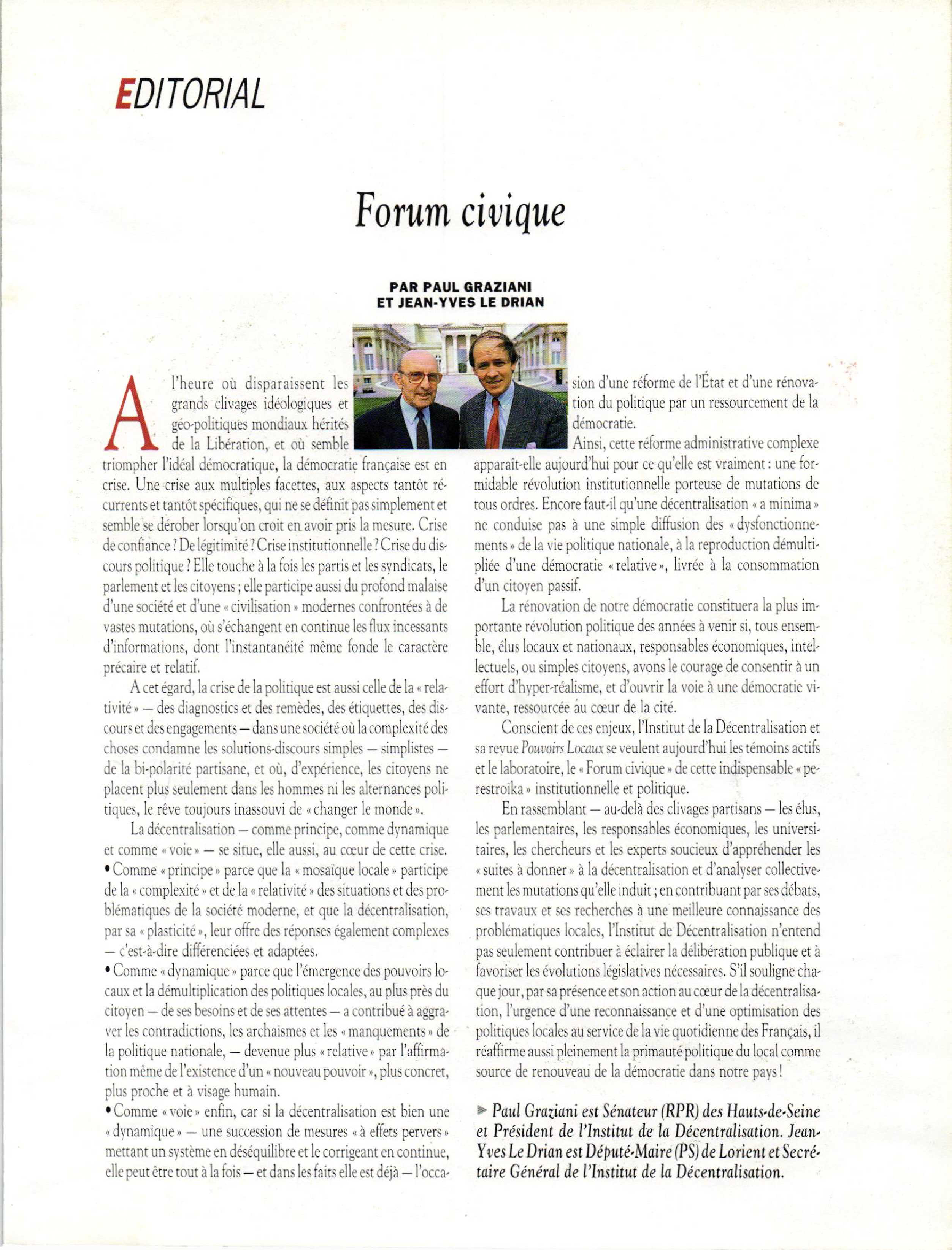 Article : OUVERTURE - ÉDITORIAL