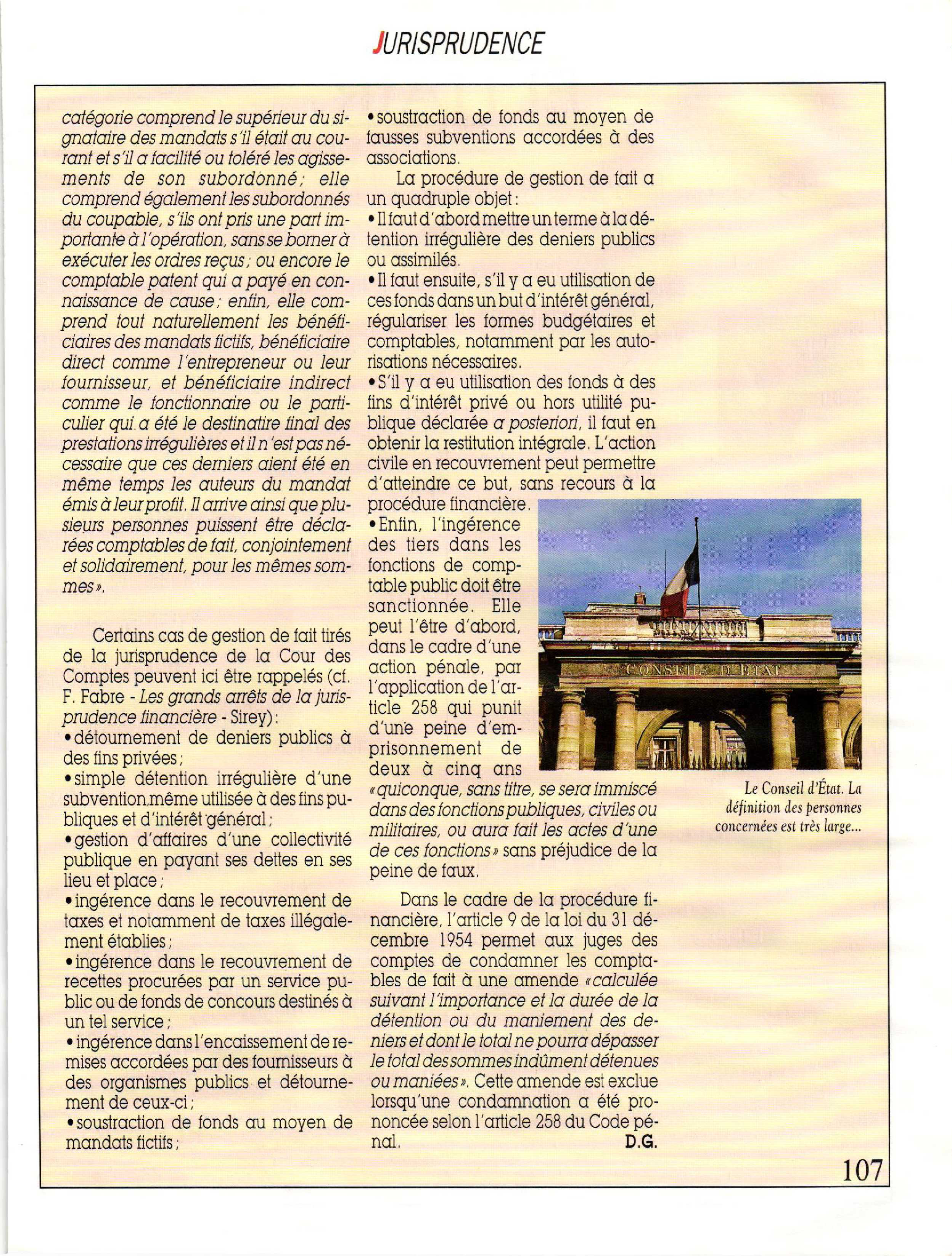 Article : La gestion de fait des deniers publics,