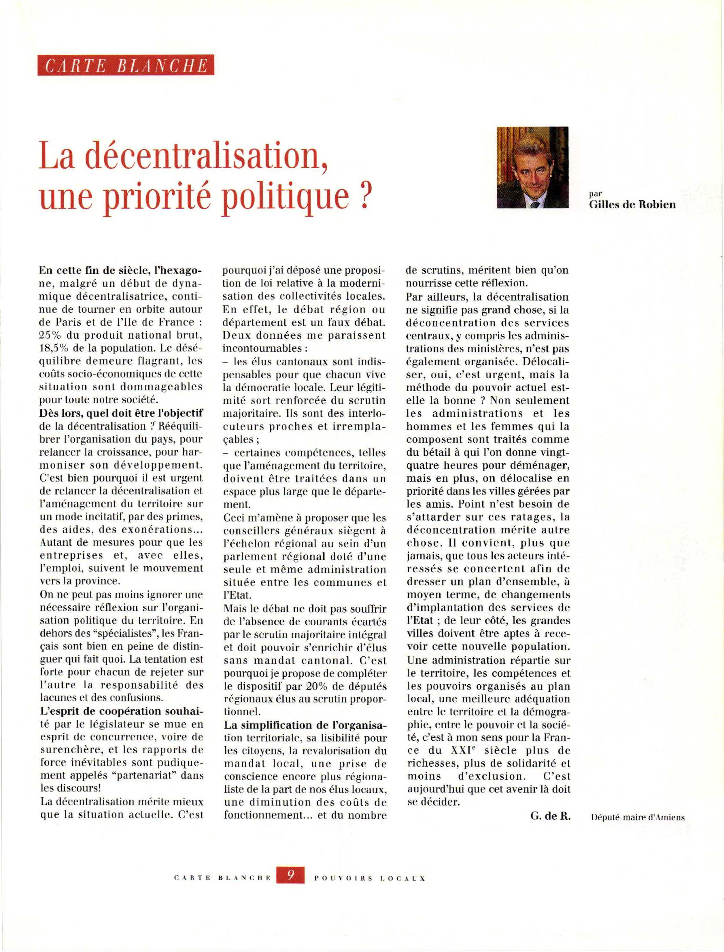 Article : CARTE BLANCHE