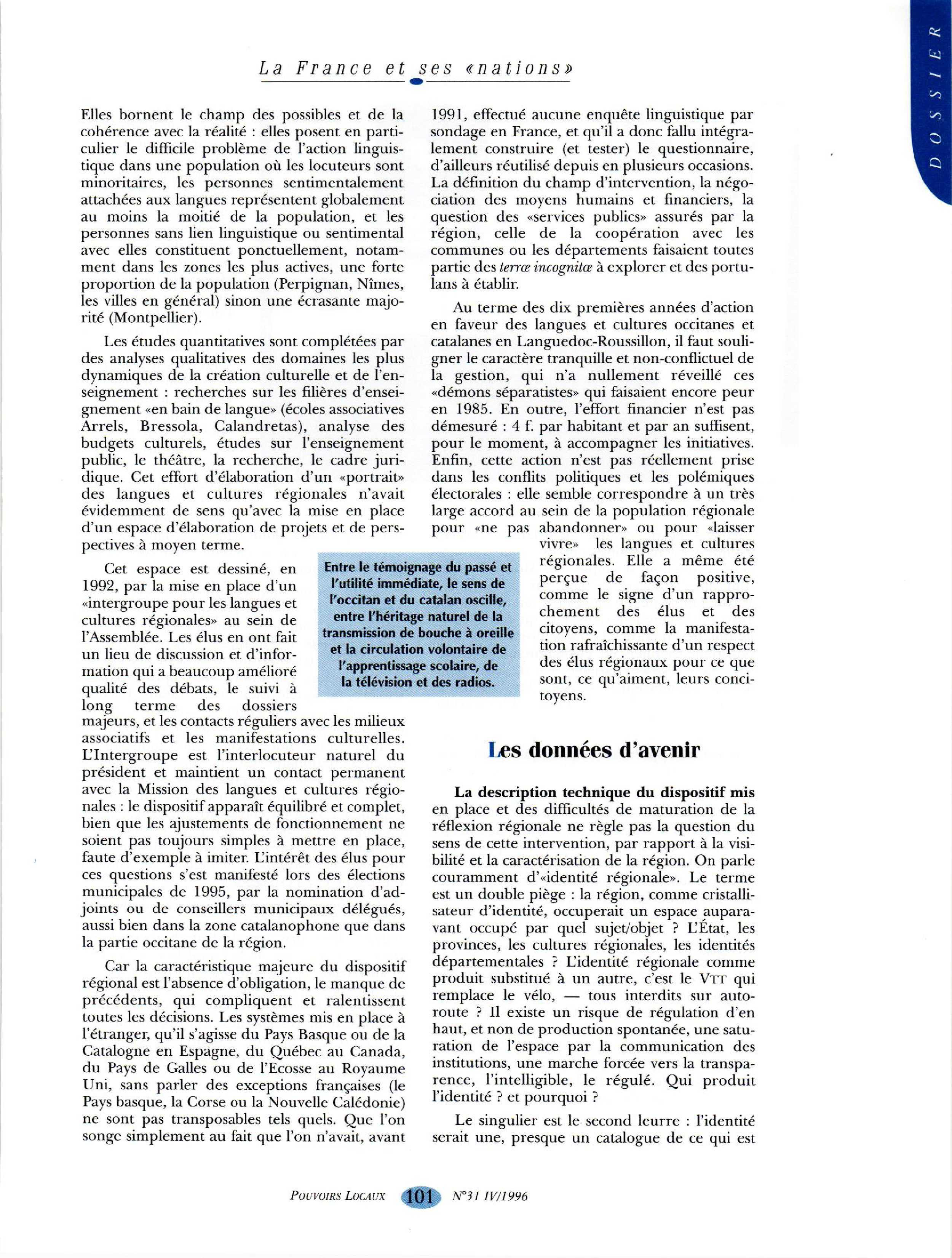 Article : ldentité et politiques culturelles en Corse