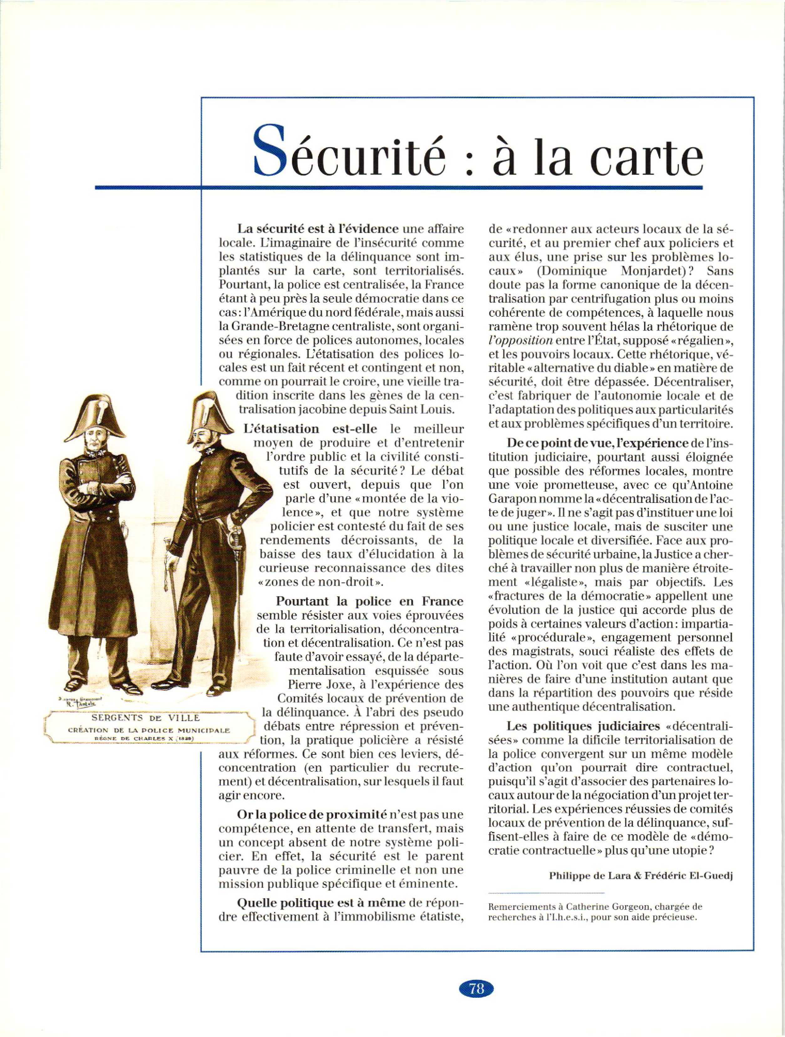 Article : Sécurité : une affaire locale