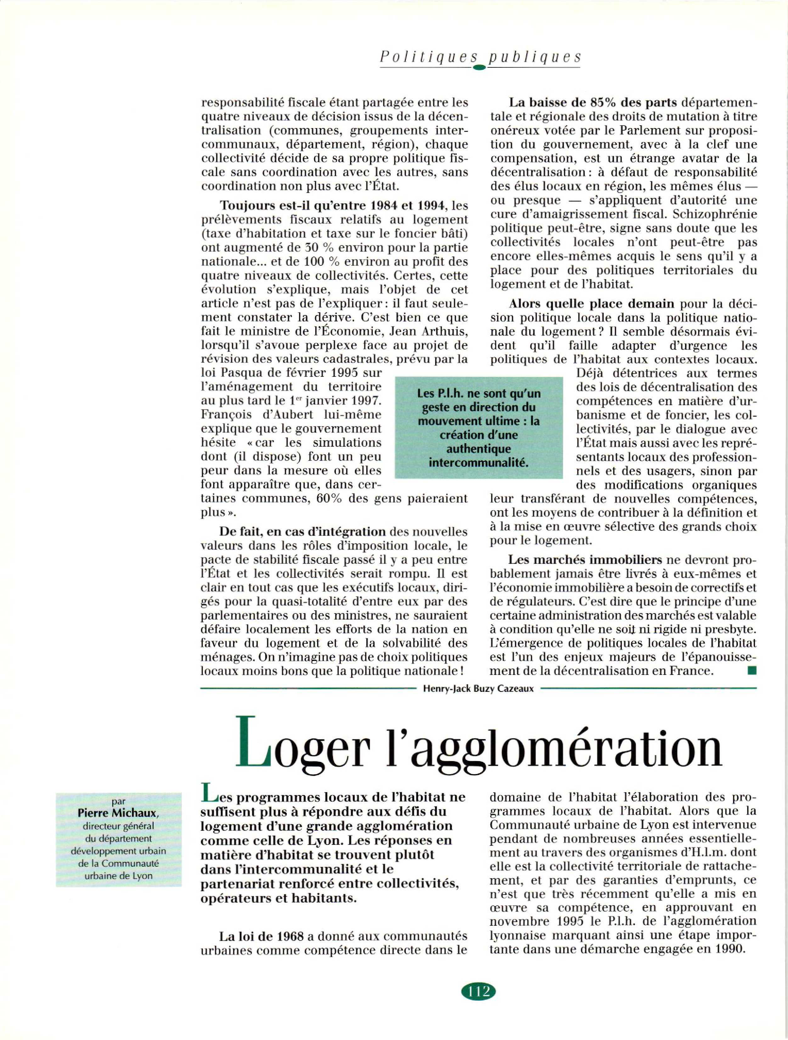 Article : Loger l’agglomération