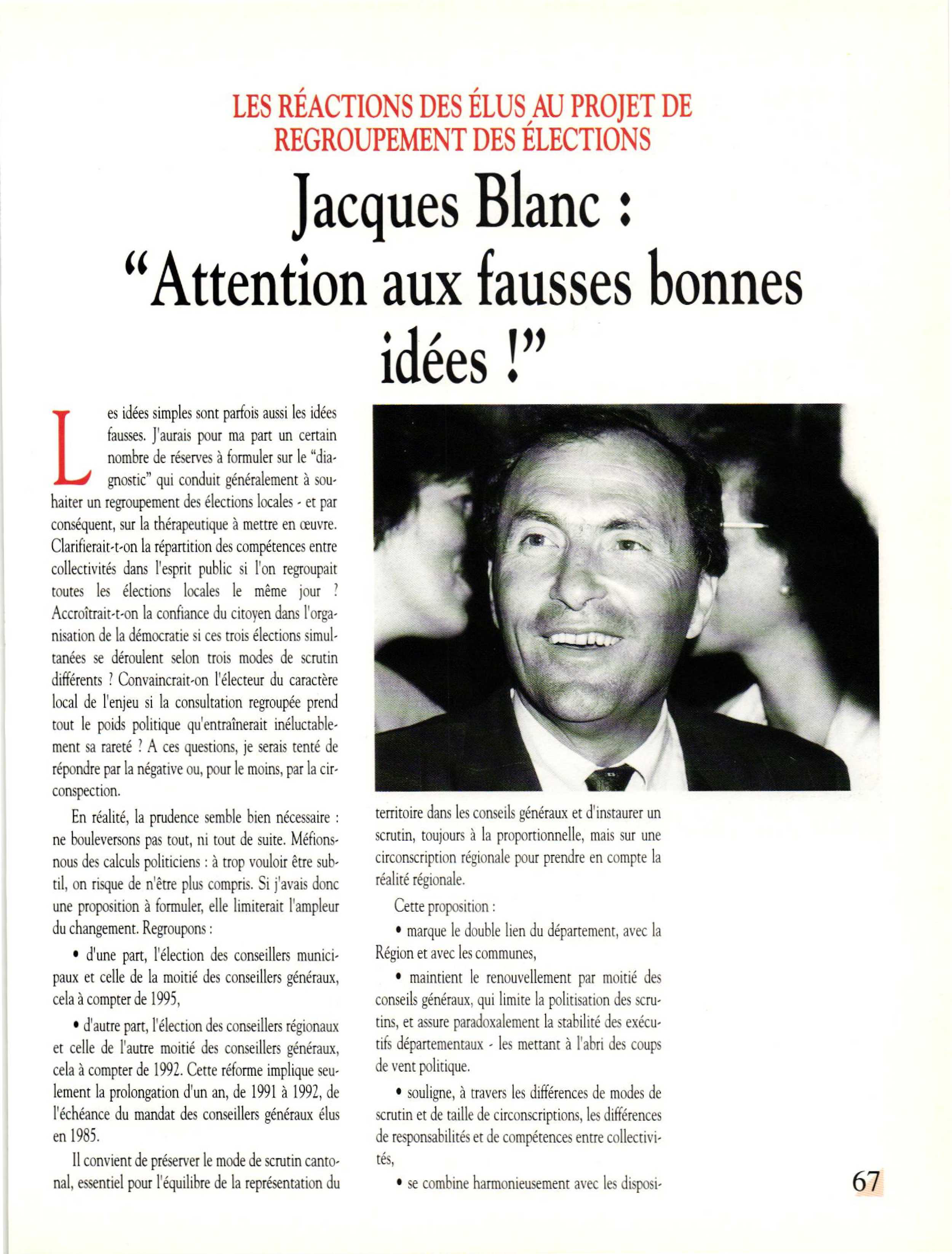 Article : Les réactions de Bernard Pons, Jacques Blanc, Jean-Marie Rausch, Louis Mermaz