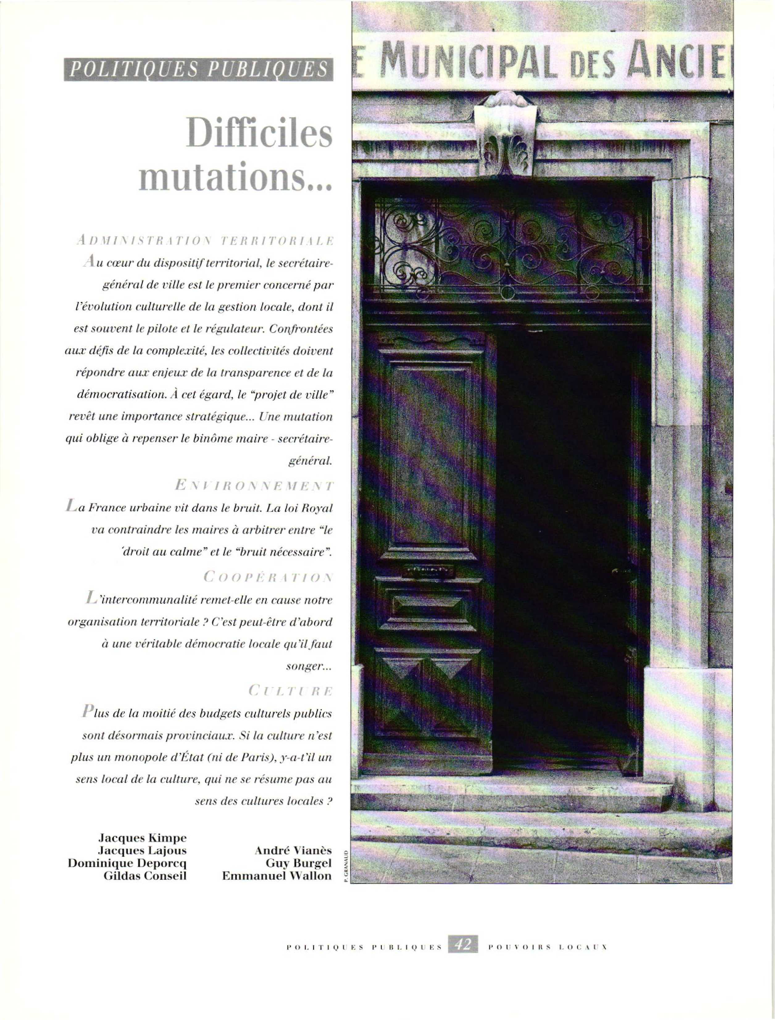 Article : POLITIQUES PUBLIQUES