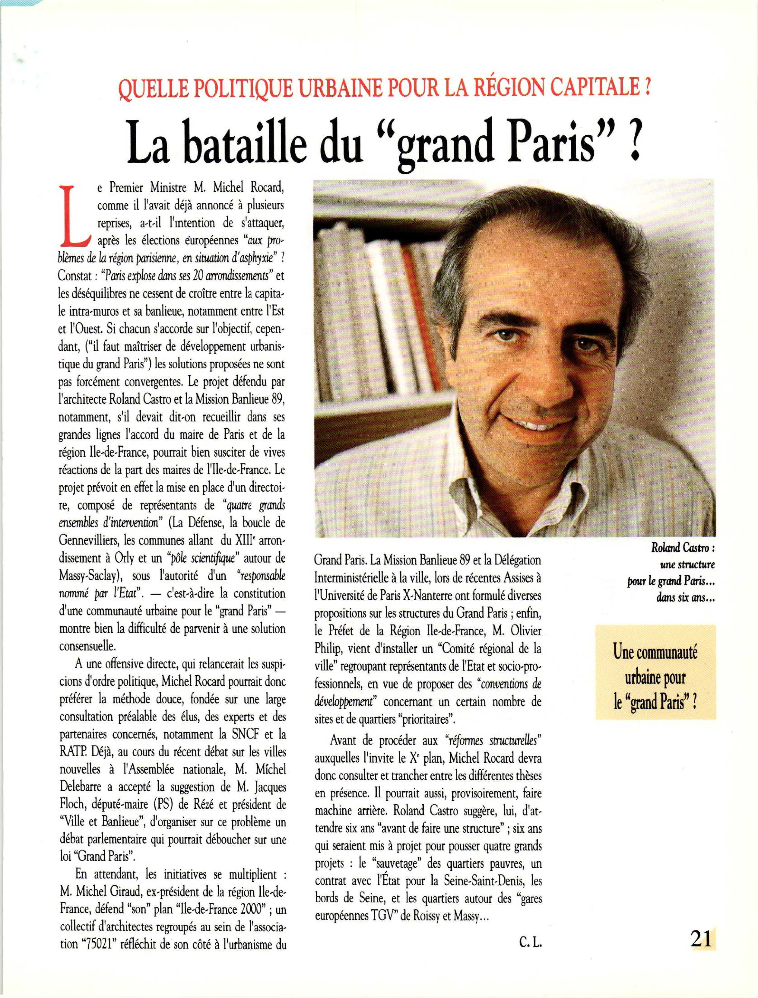 Article : Quelle politique urbaine pour la région capitale : « La bataille du grand Paris’’?