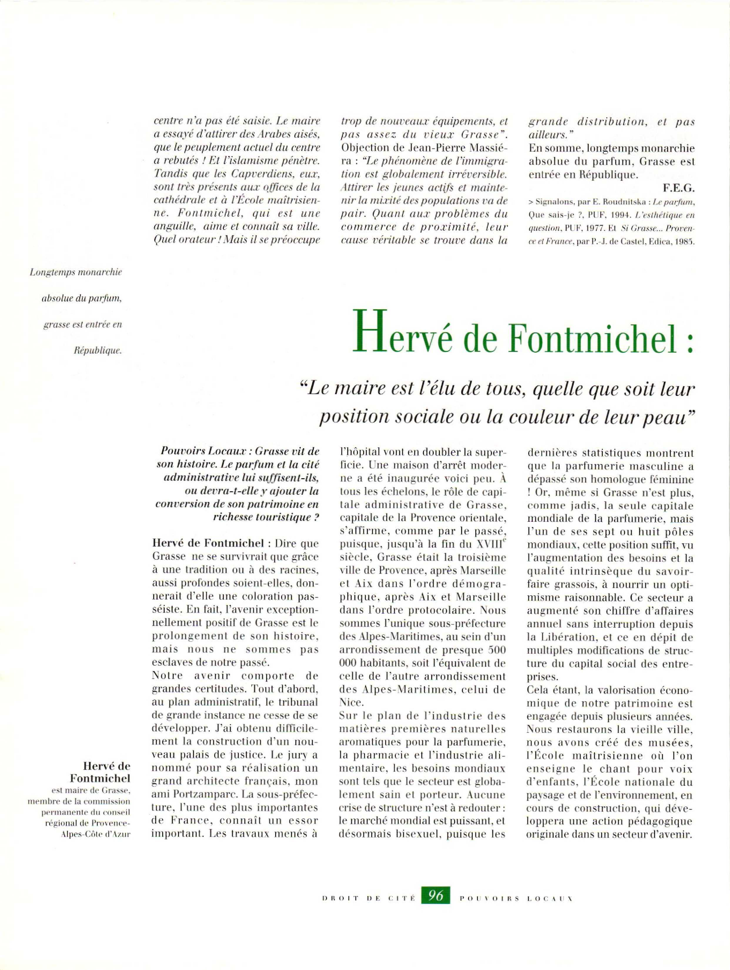 Article : Hervé de Fontmichel : ’’Le maire est l’élu de tous, quelle que soit leur position sociale ou la couleur de leur eau’’