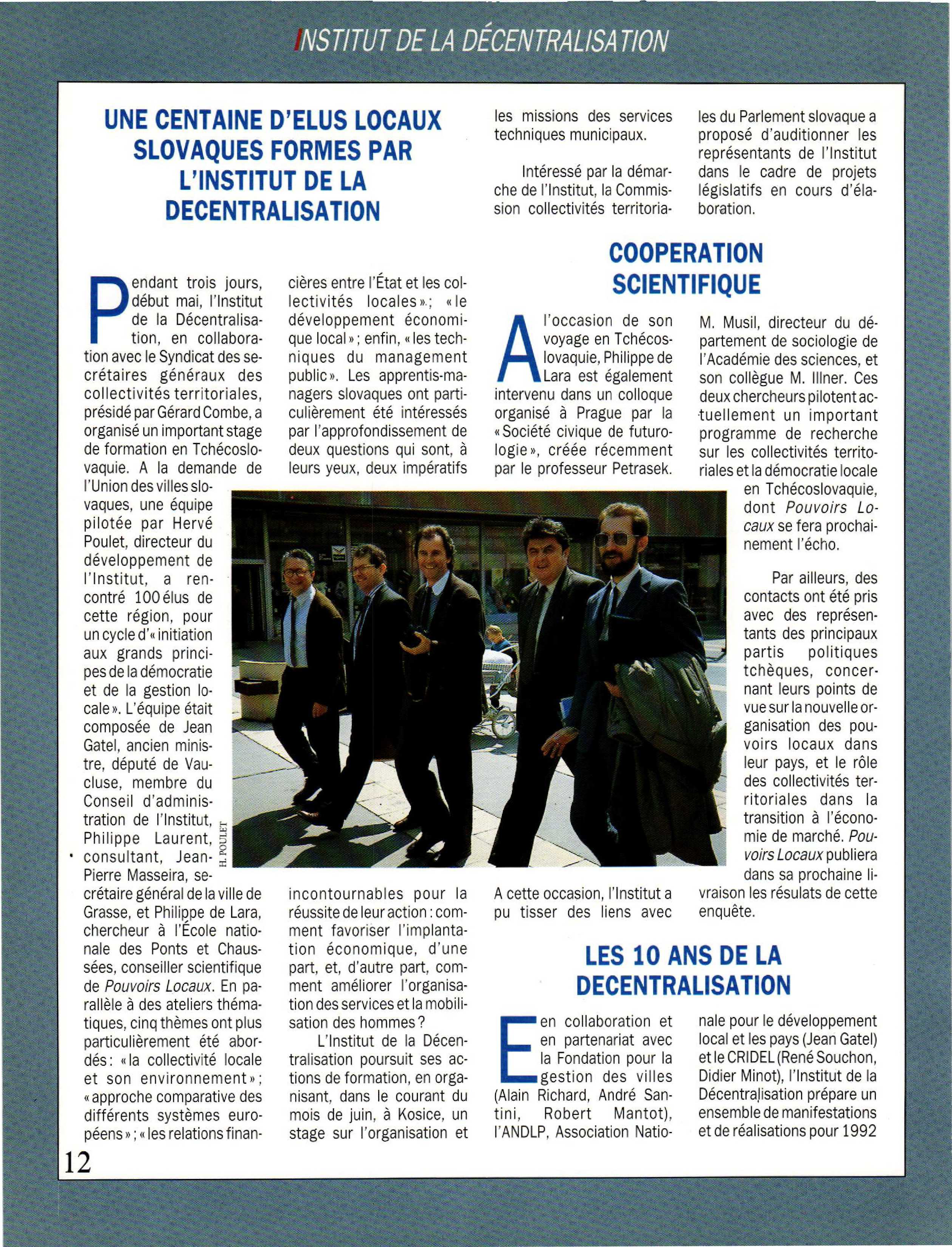 Article : INSTITUT DE LA DÉCENTRALISATION