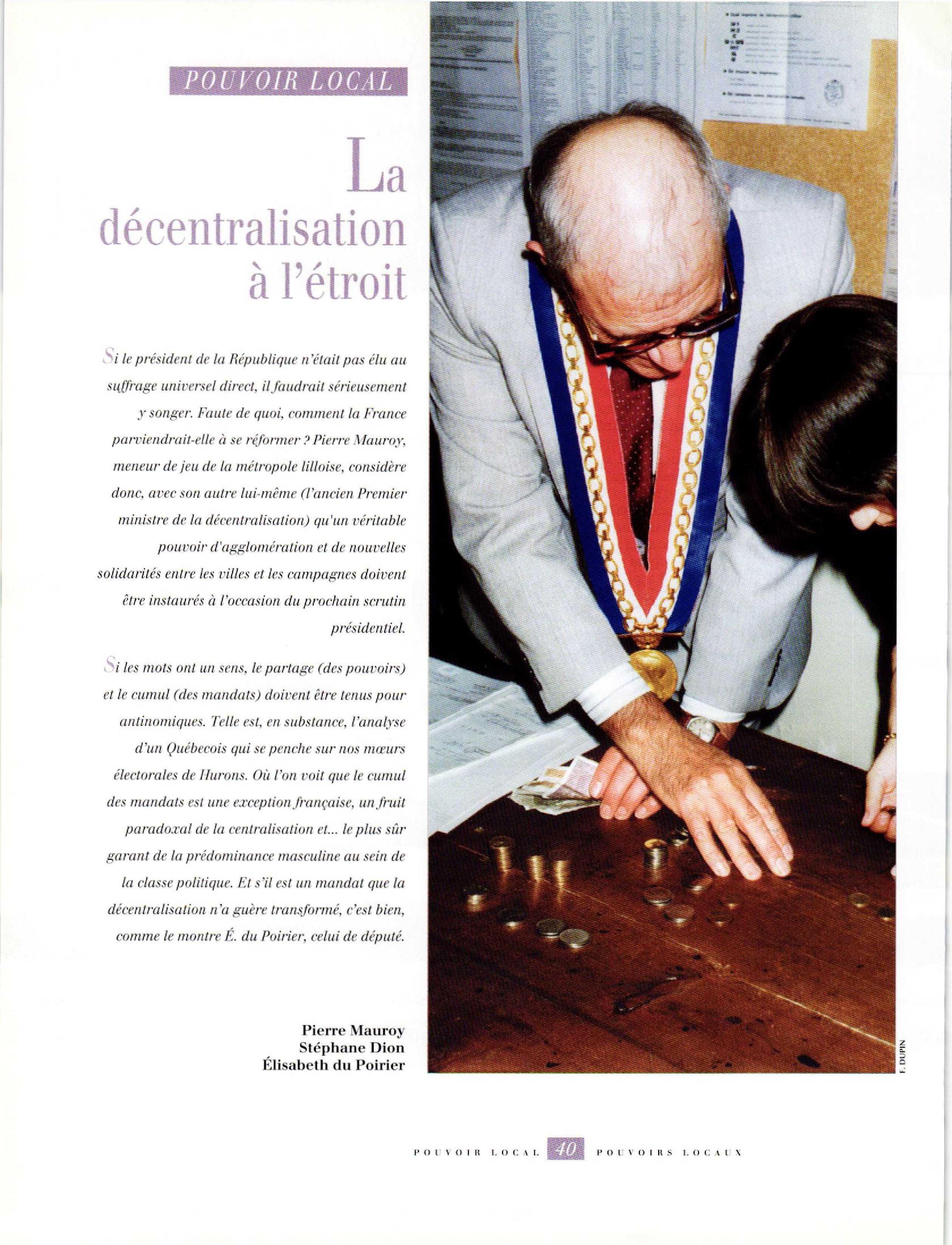 Article : POUVOIR LOCAL