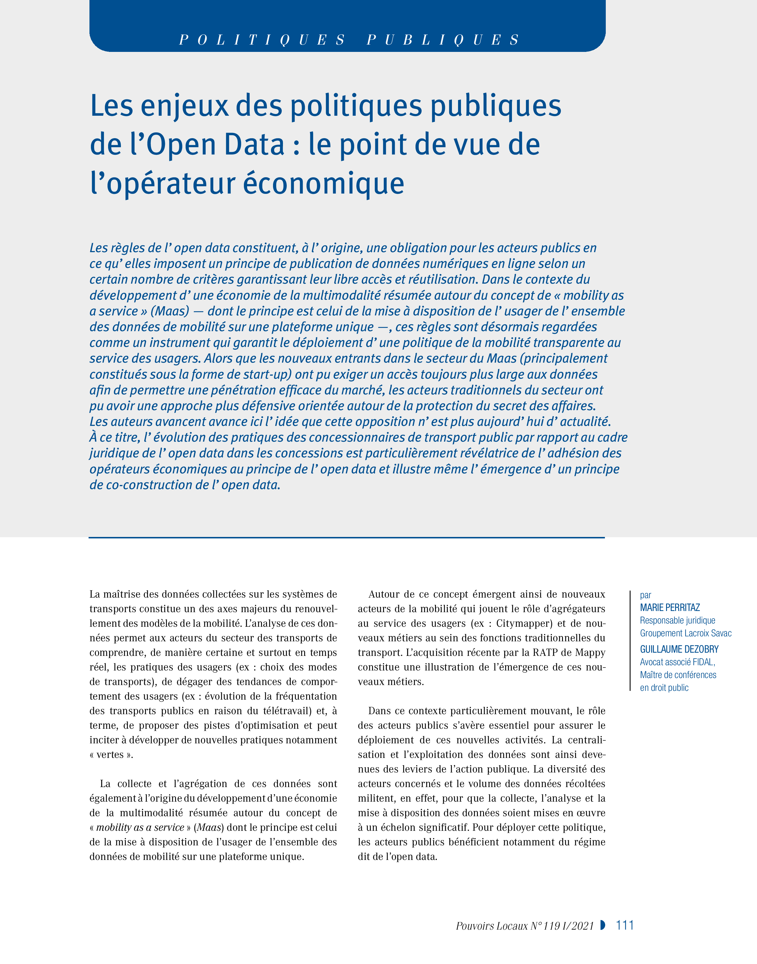 Article : Les enjeux des politiques publiques de l’Open Data